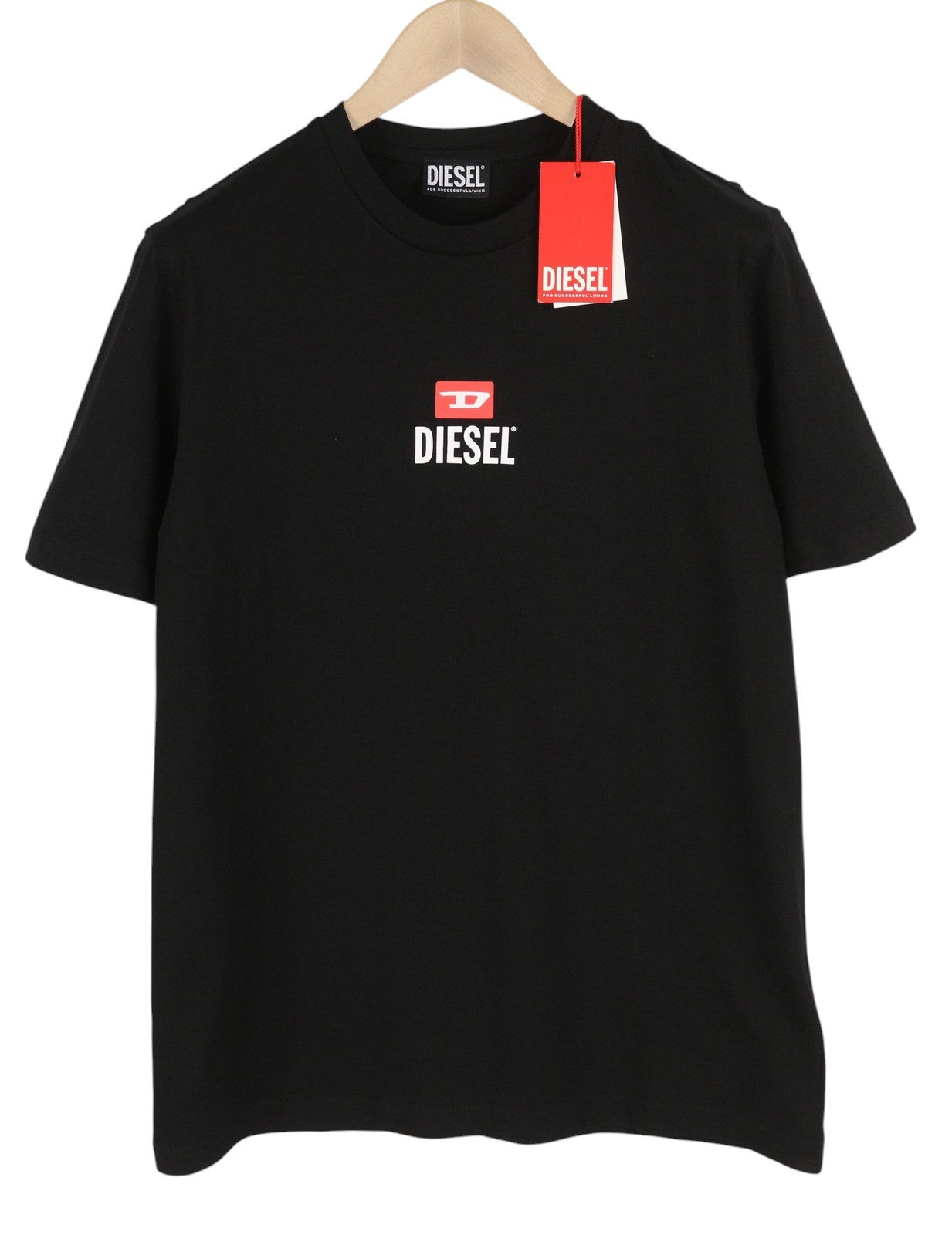 DIESEL T-Just-Small-New D Logo Men's T-Shirt M Black Tricot Front Logo