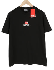 DIESEL T-Just-Small-New D Logo Men's T-Shirt M Black Tricot Front Logo