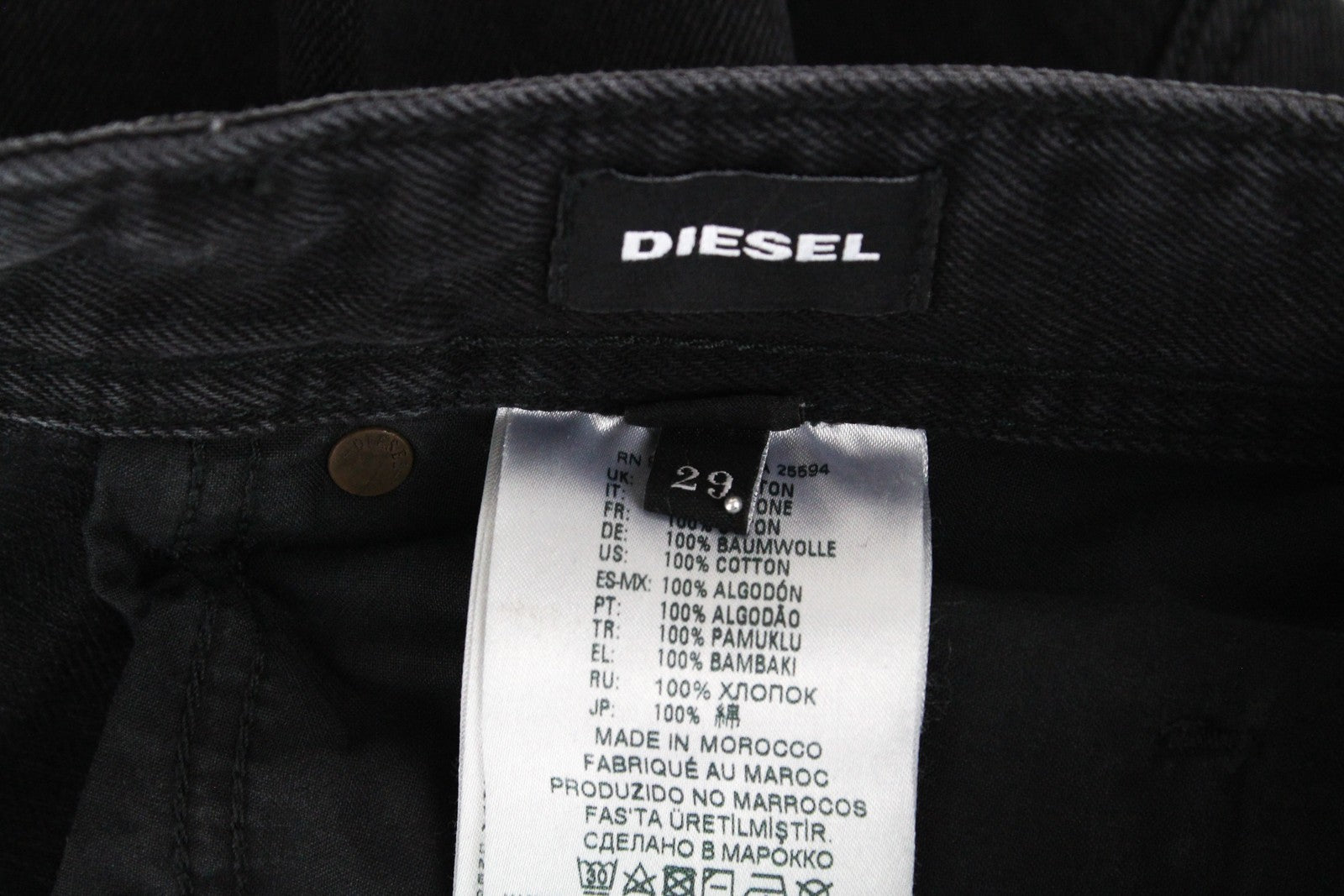 DIESEL D-Willoh 084TN Men's Shorts W29 Black Cotton 5-Pocket Denim