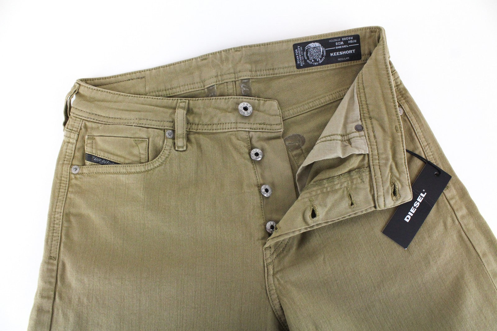 DIESEL Keeshort R6Q88 Men Shorts W28 Brown Stretch Cotton 5-Pocket Button