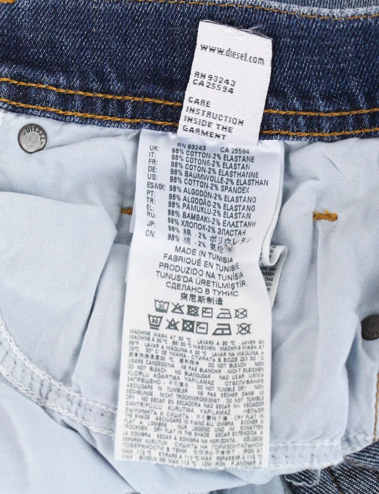 DIESEL Tepphar-X 0870H Men's Jeans W29/L32 Slim Carrot Blue Stretch Denim