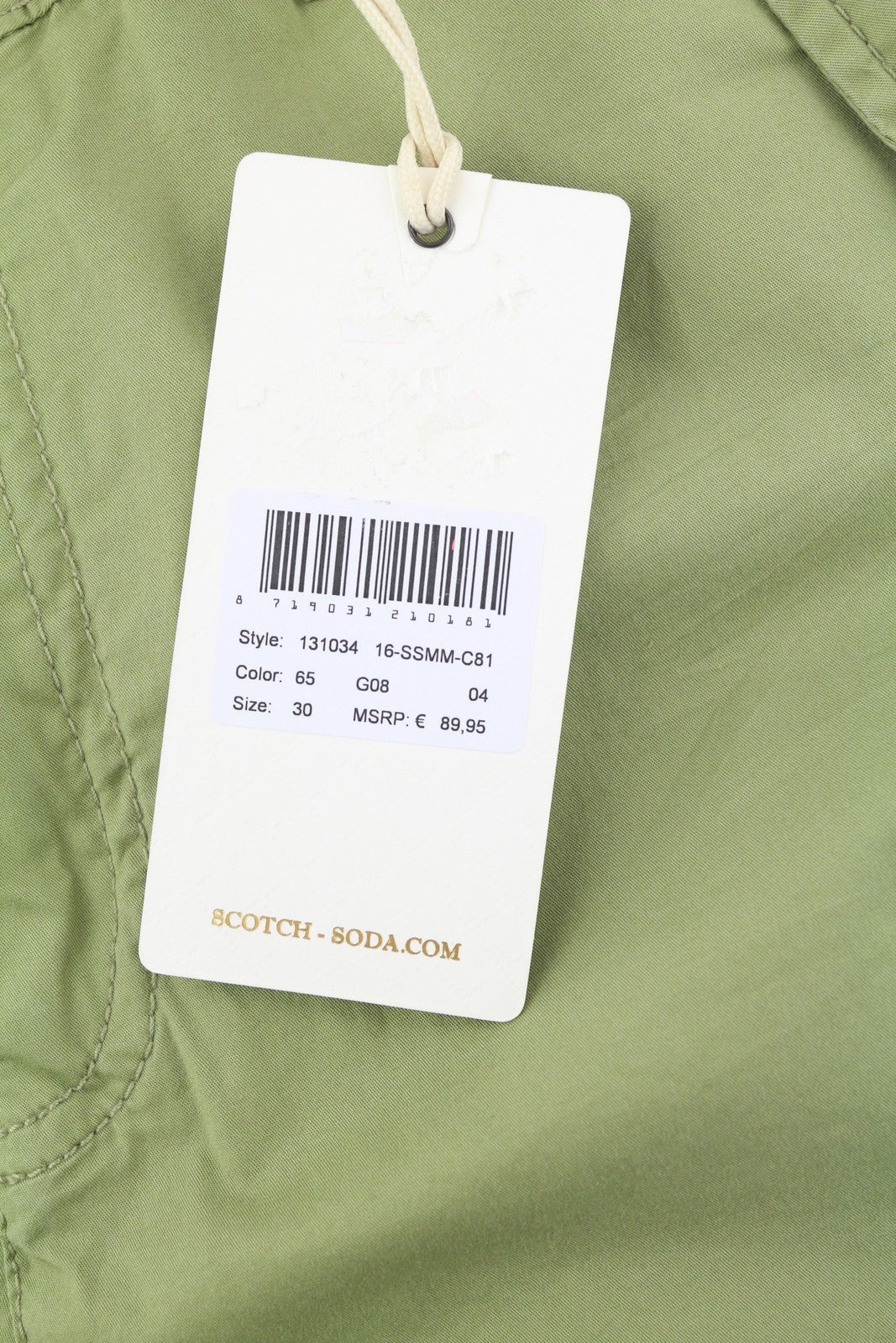 SCOTCH & SODA Men's Shorts W30 Green Cargo Elastic Waist Patch Pocket Casual