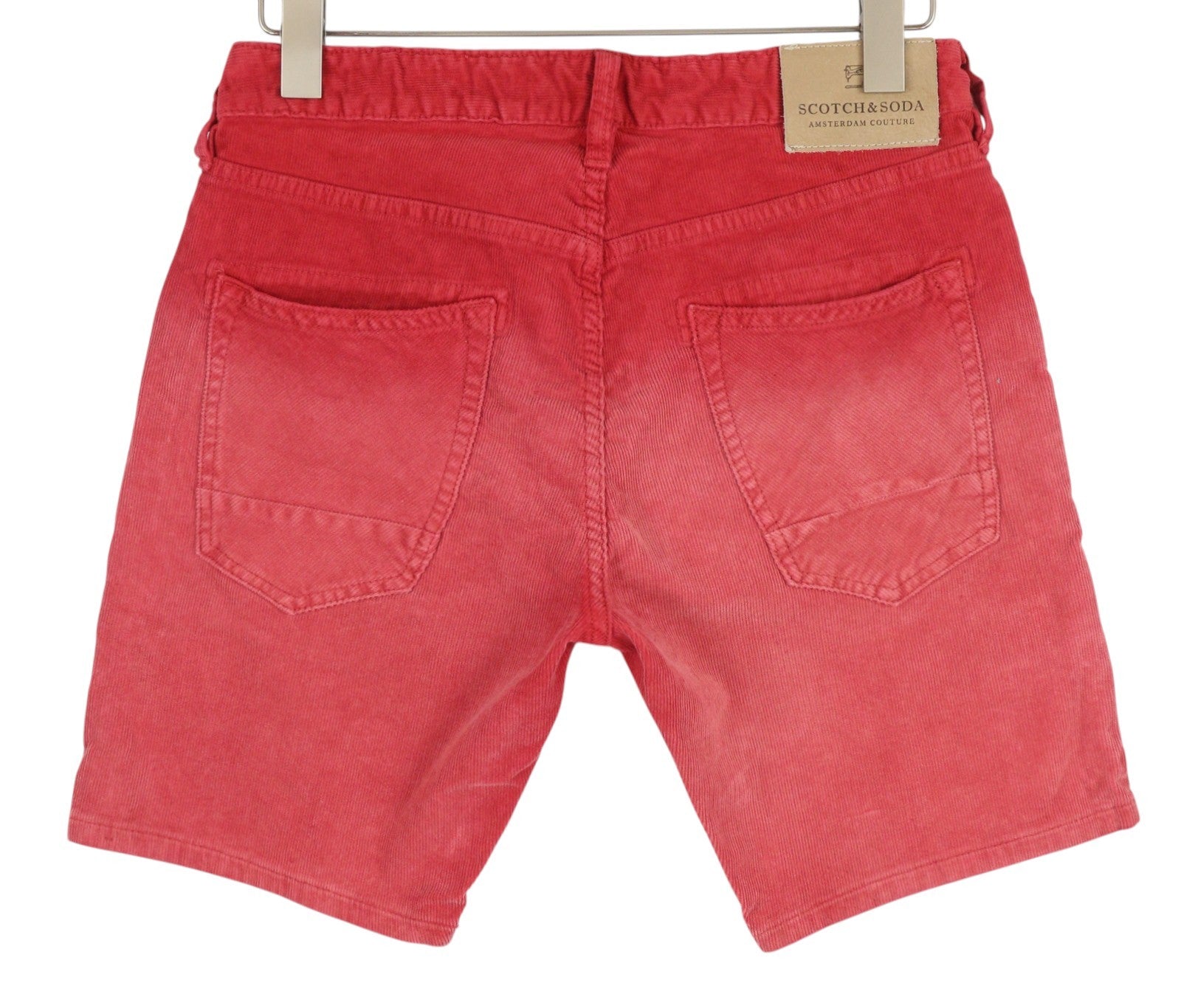 SCOTCH & SODA Men's Shorts W29 Red Washed Corduroy Chino Button Fly Casual