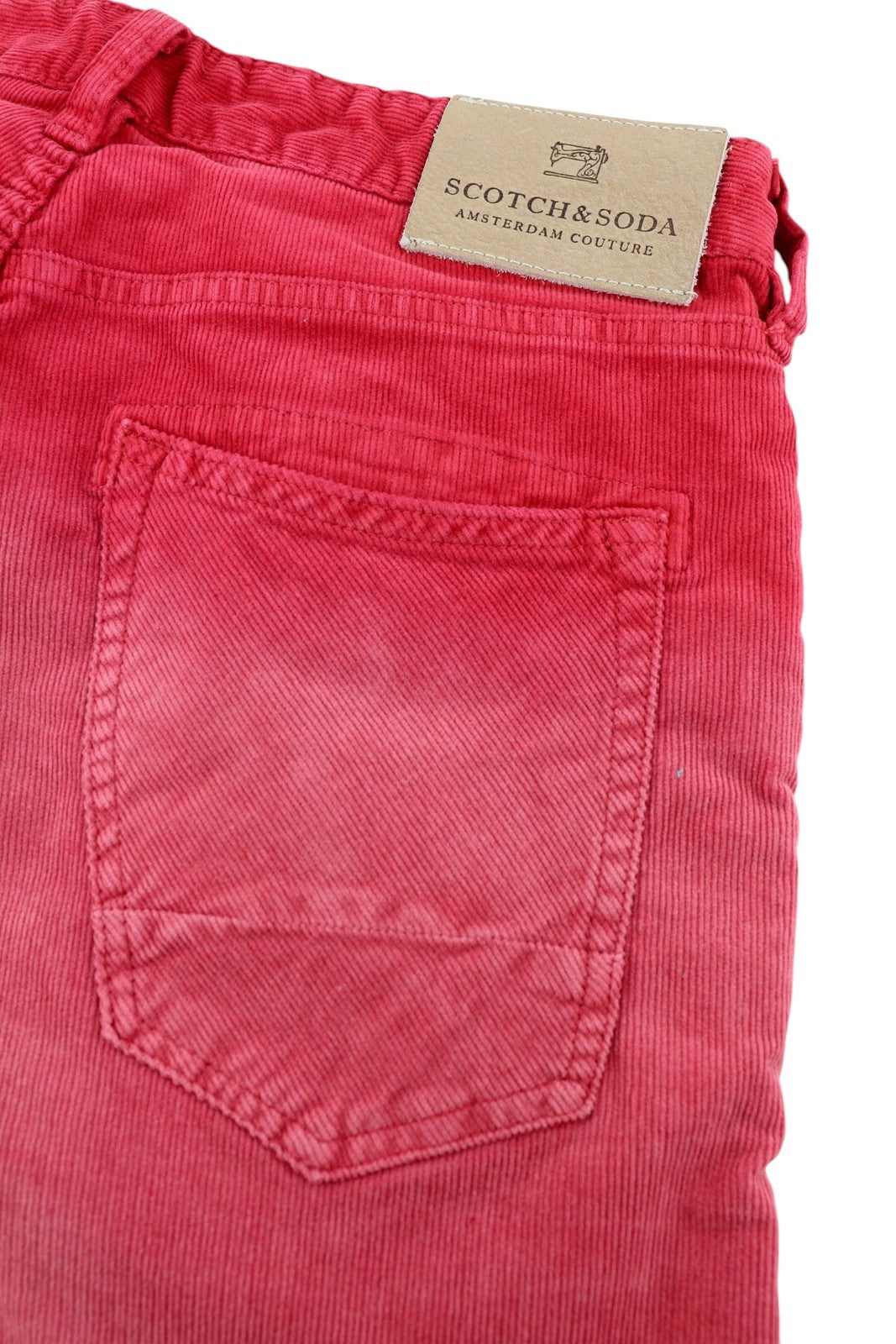 SCOTCH & SODA Men's Shorts W29 Red Washed Corduroy Chino Button Fly Casual