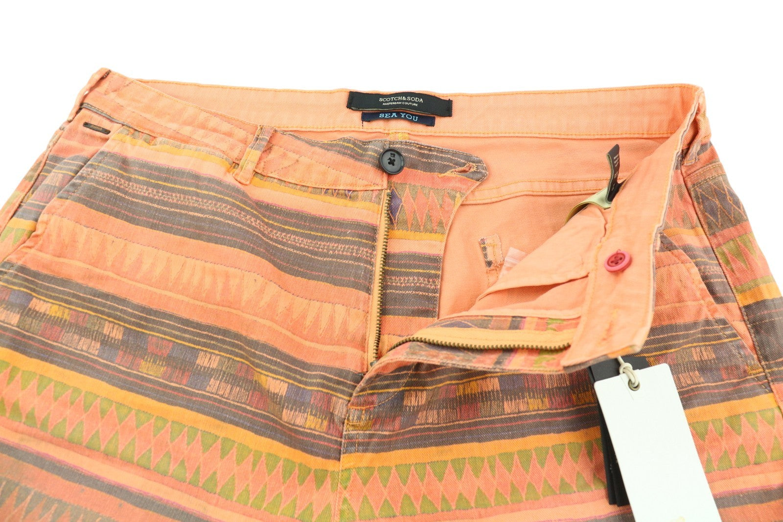 SCOTCH & SODA Men's Shorts W34 Chino Multicolour Pattern Casual Pockets