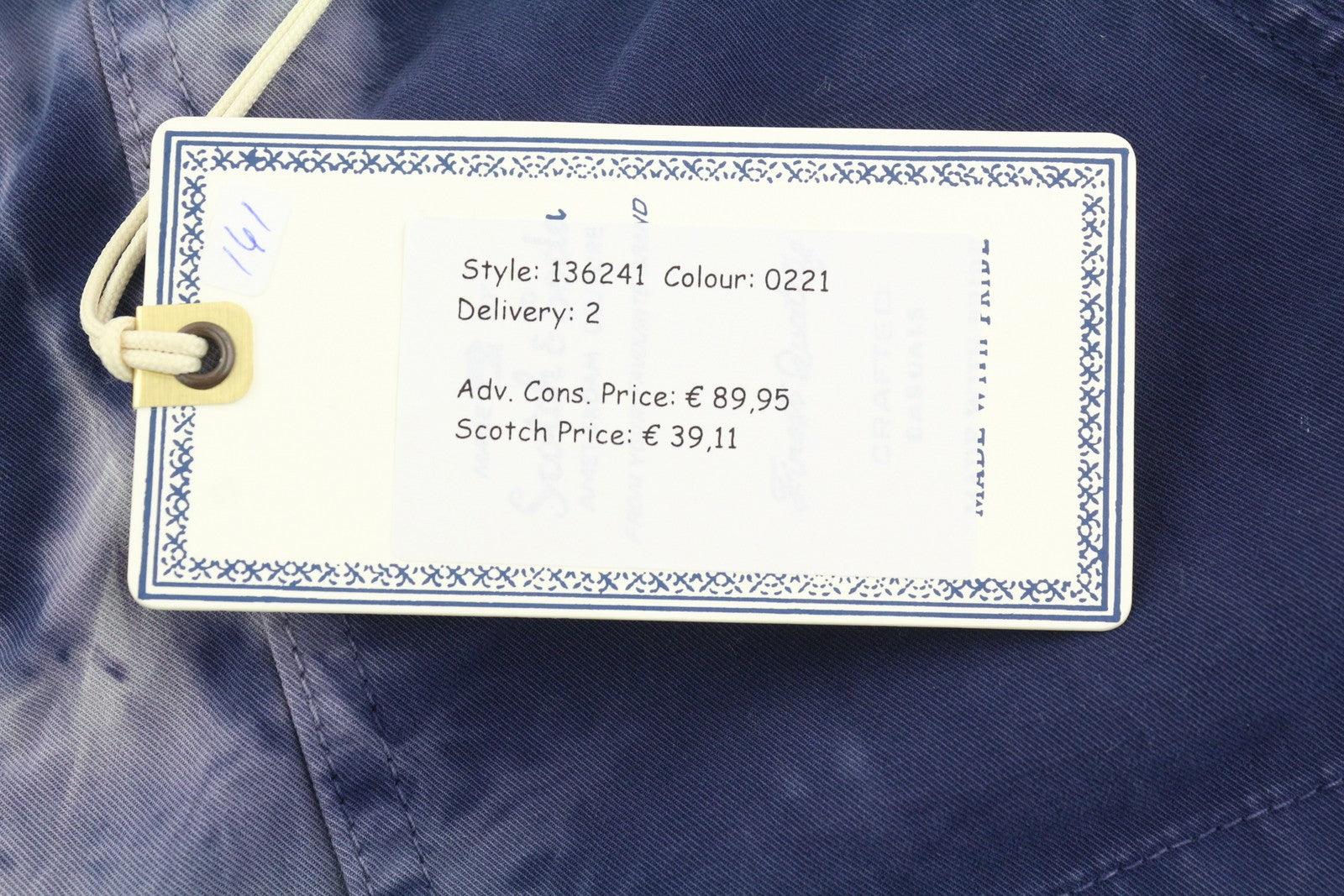 SCOTCH & SODA Men's Shorts W32 Blue Washed Chino Pattern Button Fly Casual