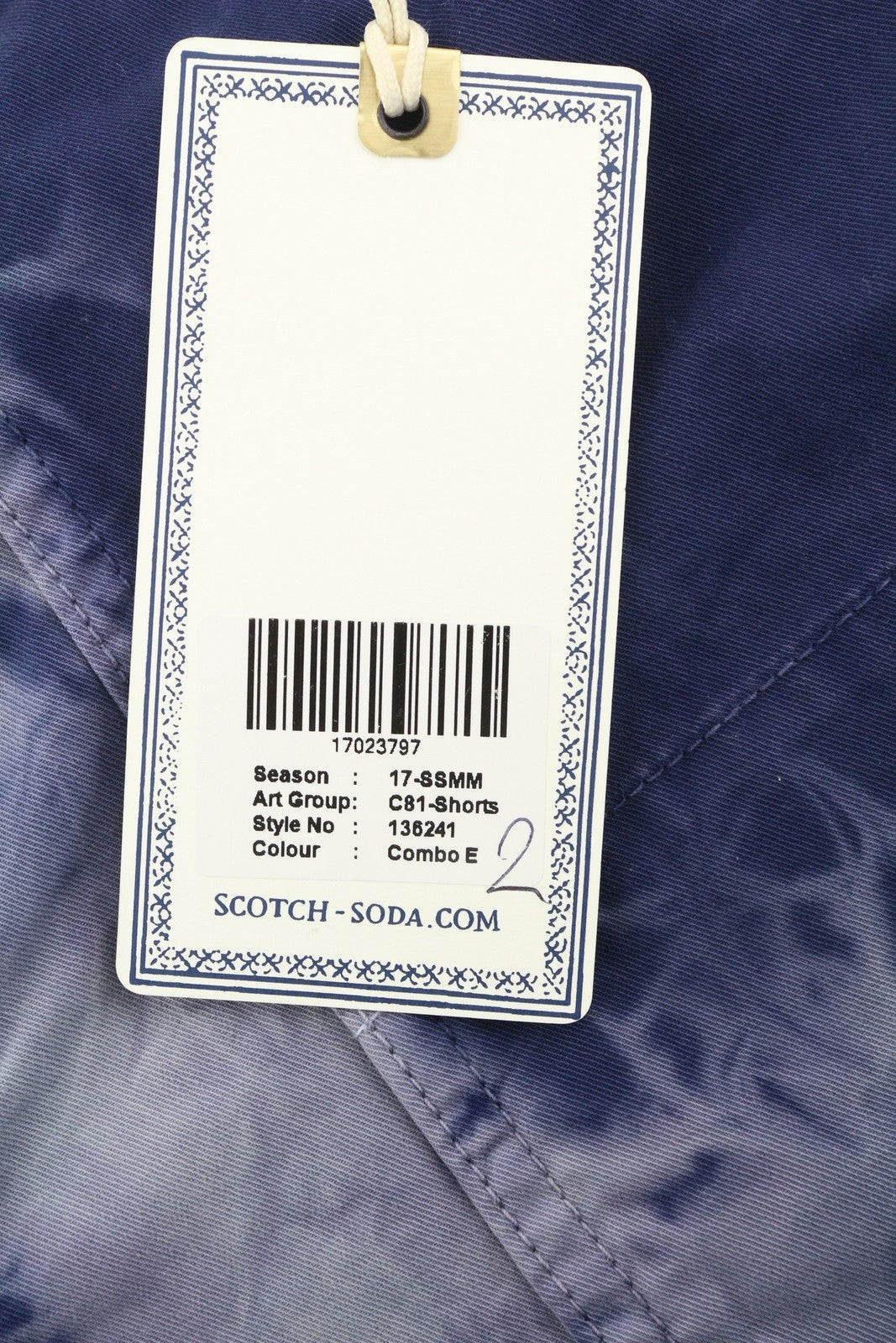 SCOTCH & SODA Men's Shorts W32 Blue Washed Chino Pattern Button Fly Casual