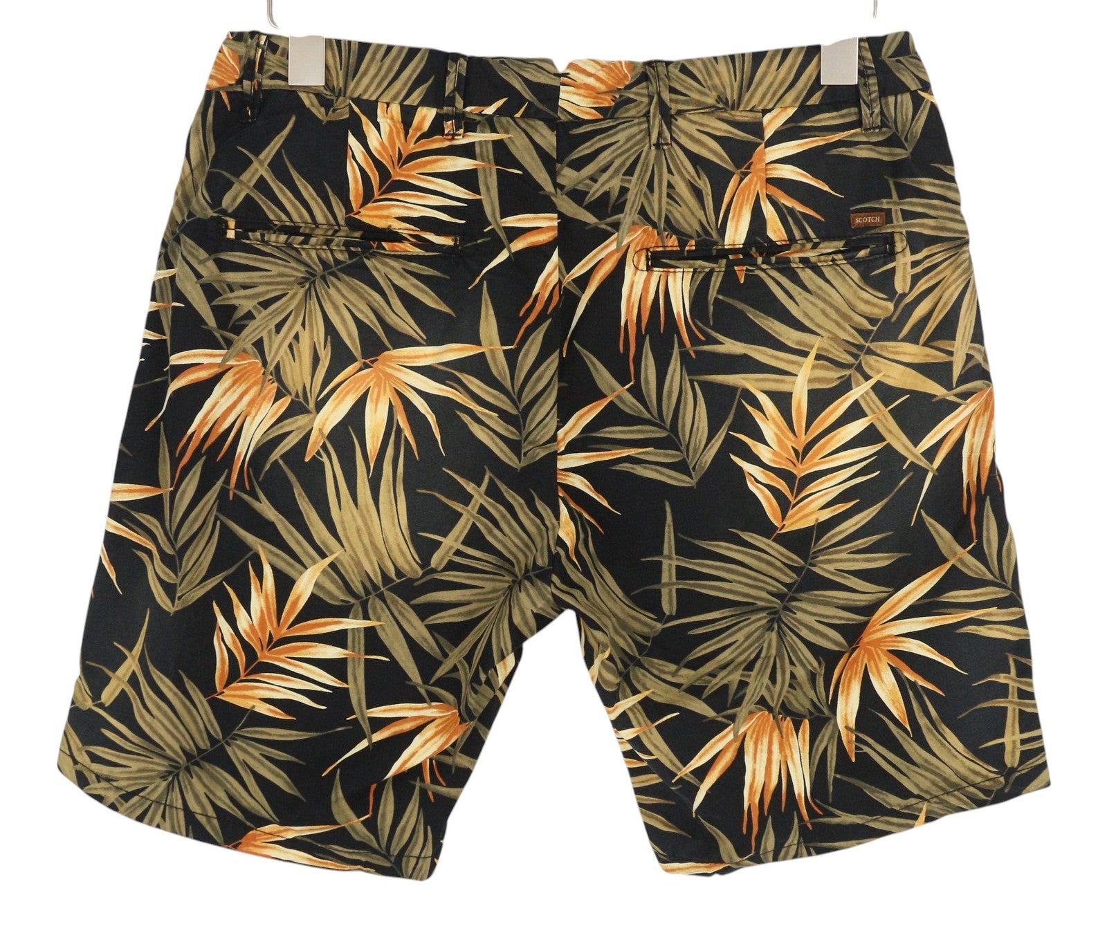 SCOTCH & SODA Men's Shorts W36 Chino Leaf Print Dark Zip Fly Casual