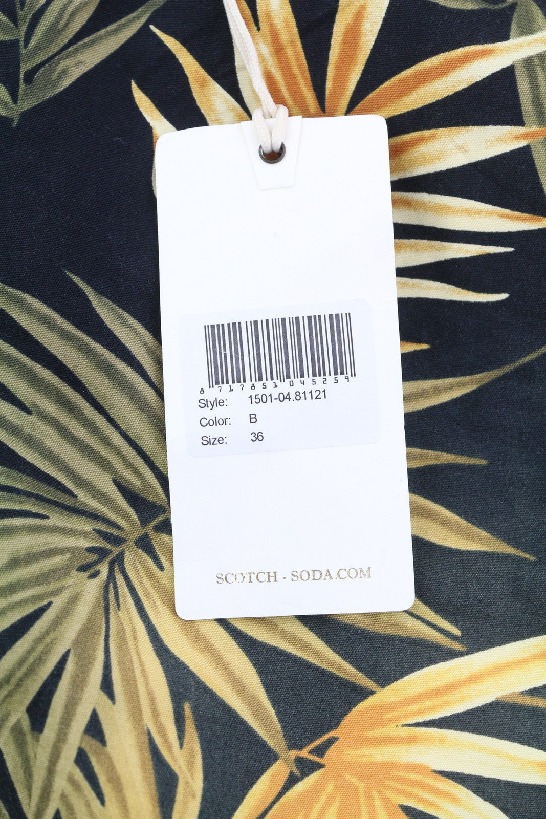 SCOTCH & SODA Men's Shorts W36 Chino Leaf Print Dark Zip Fly Casual