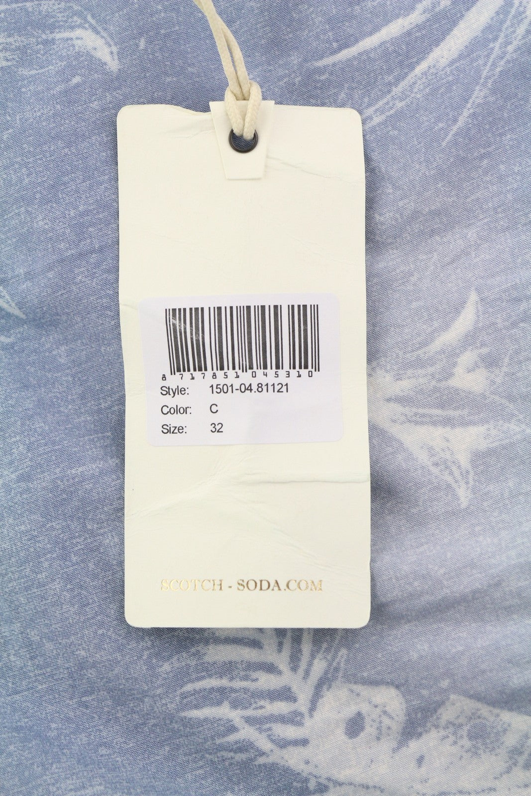 SCOTCH & SODA Men's Shorts W32 Blue Washed Leaf Print Chino Casual Logo