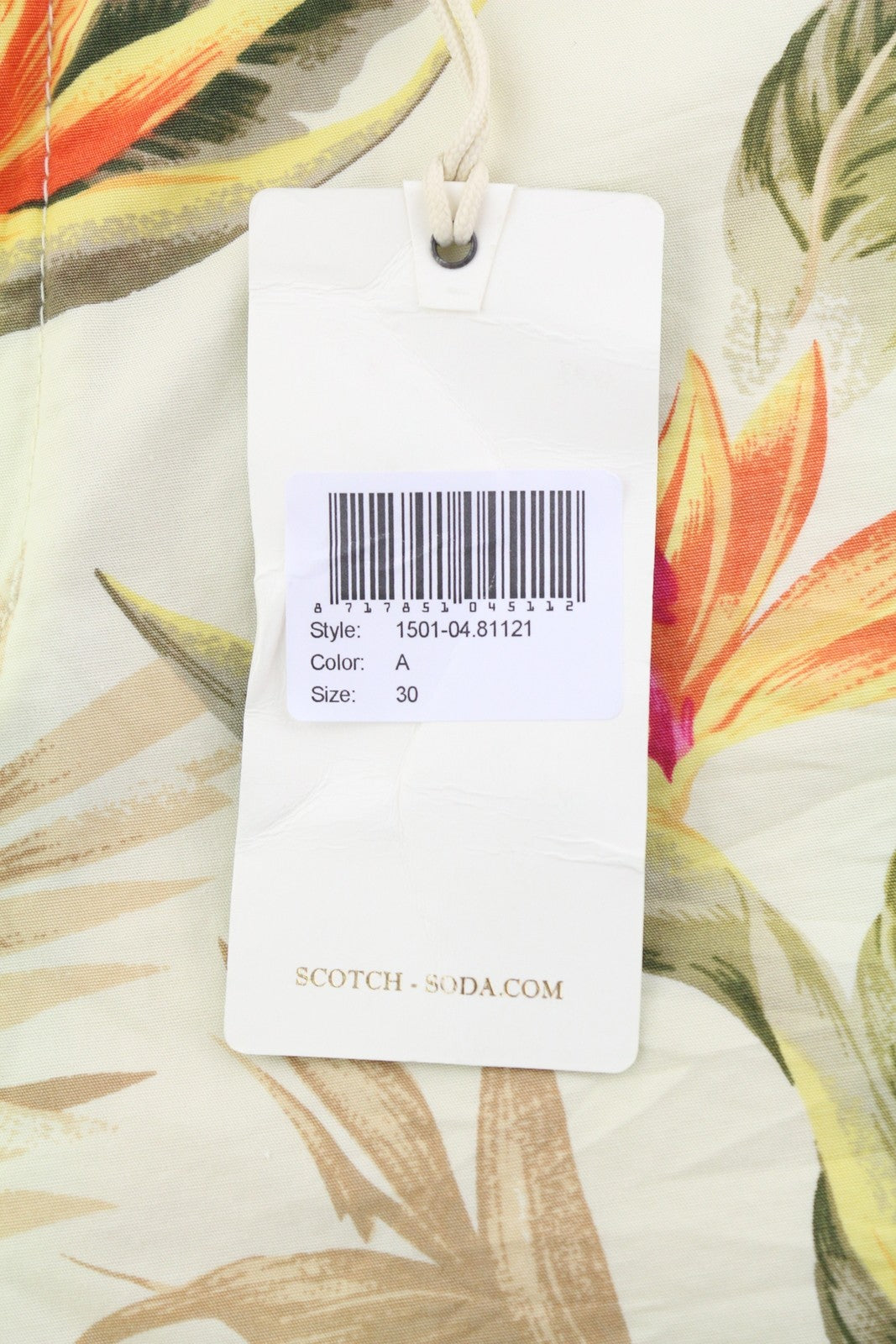 SCOTCH & SODA Men's Shorts W30 Colourful Leaf Pattern Chino Logo Casual