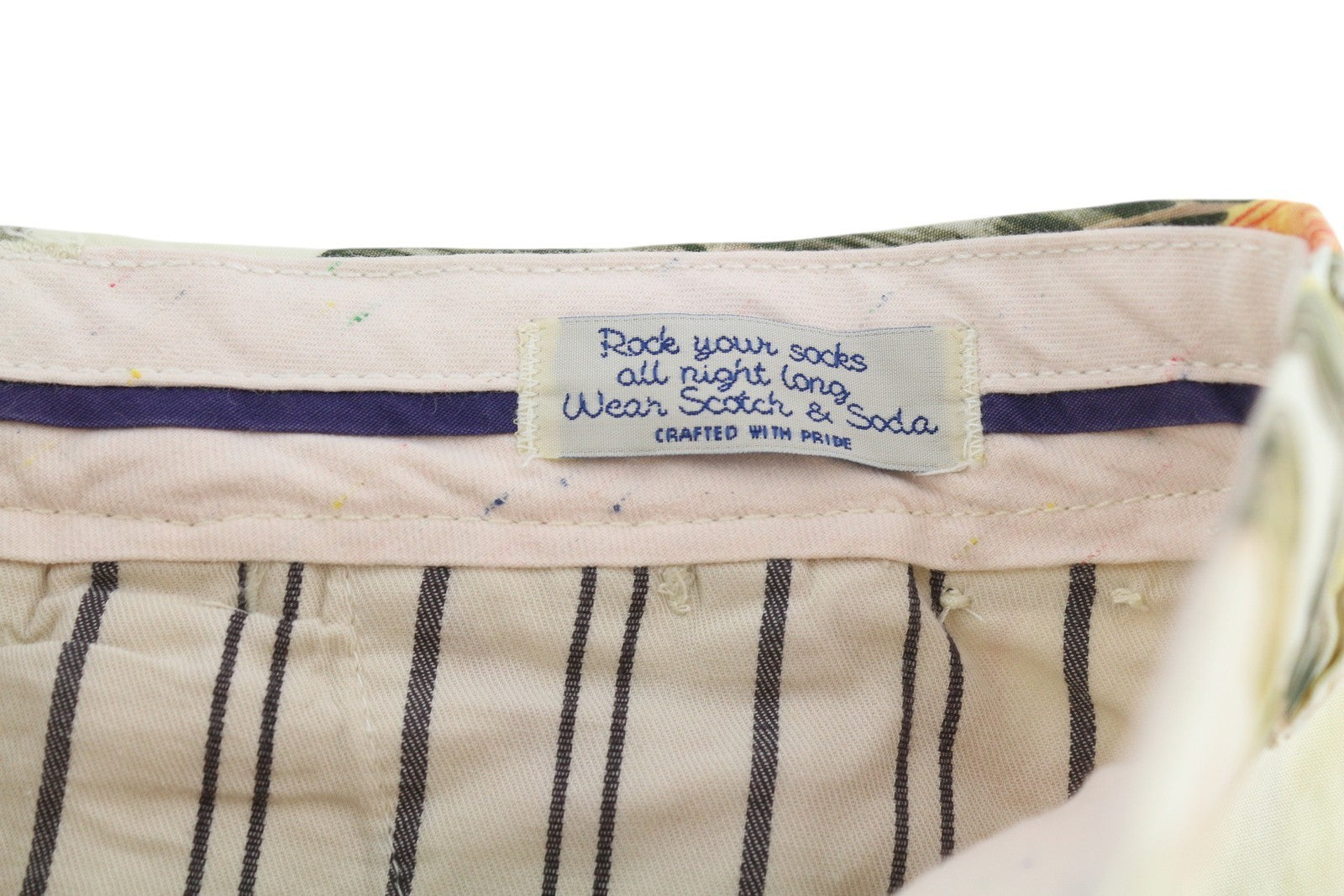 SCOTCH & SODA Men's Shorts W29 Leaf Pattern Colourful Chino Casual Logo