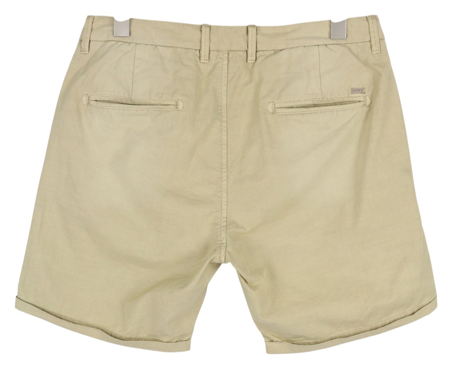 SCOTCH & SODA Men's Shorts W32 Brown Washed Chino Turn-Up Zip Fly Casual