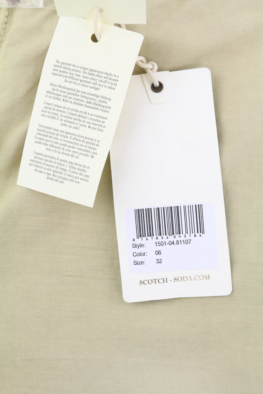 SCOTCH & SODA Men's Shorts W32 Brown Washed Chino Turn-Up Zip Fly Casual