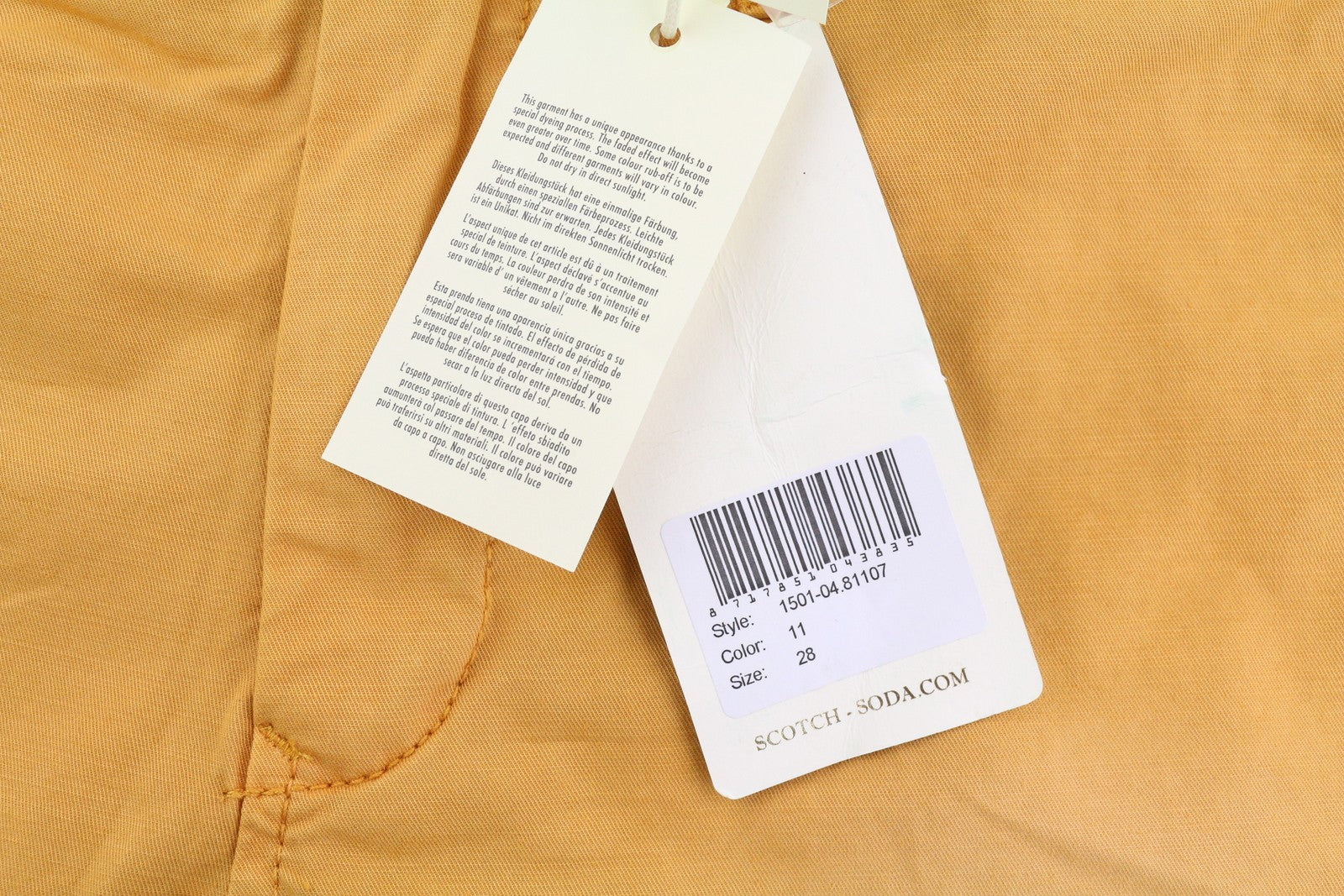 SCOTCH & SODA Men's Shorts W28 Washed Orange Chino Turn-Up Casual