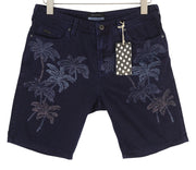 SCOTCH & SODA Men's Shorts W30 Denim Blue Palm Tree Print Zip Fly Casual