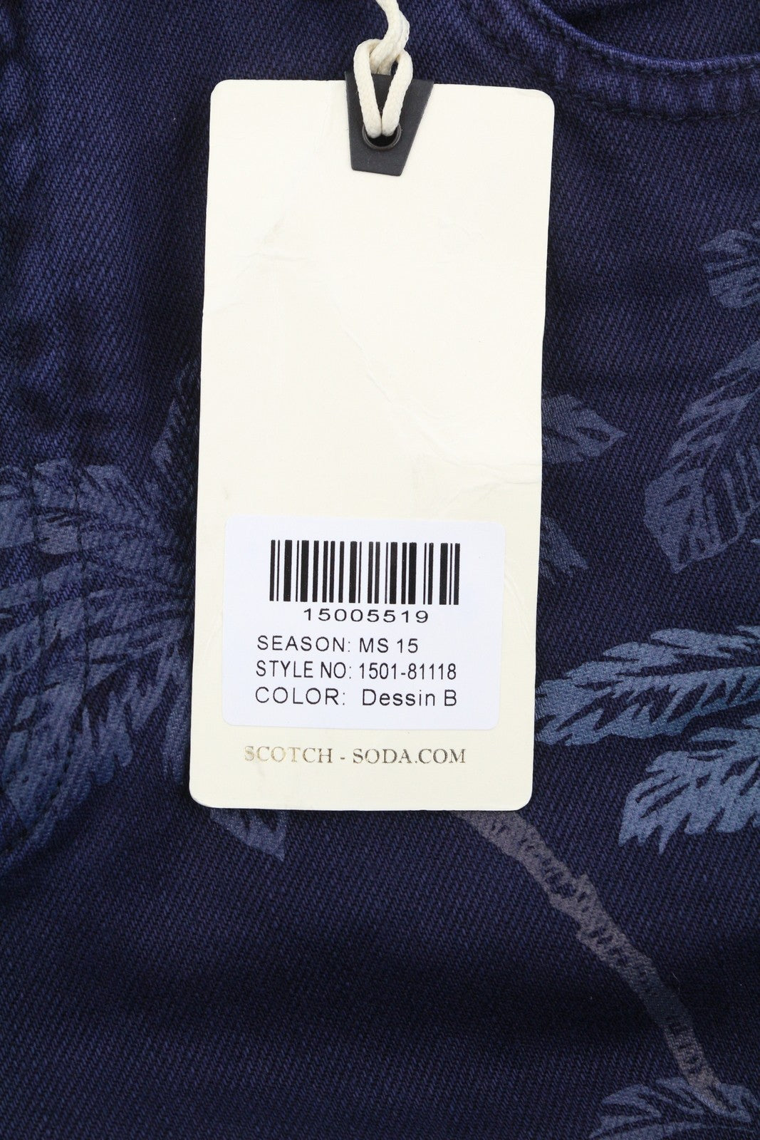 SCOTCH & SODA Men's Shorts W30 Denim Blue Palm Tree Print Zip Fly Casual