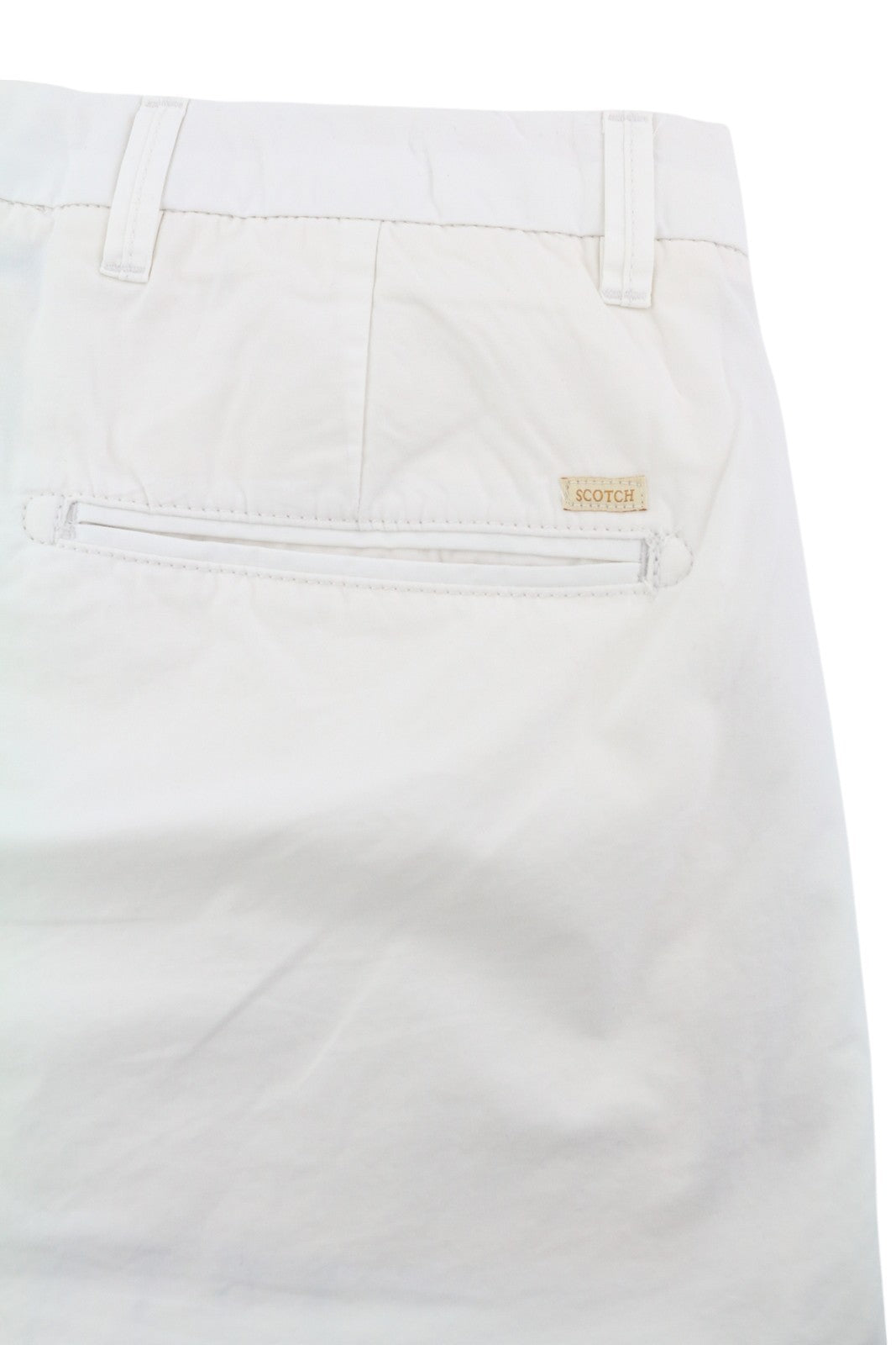 SCOTCH & SODA Men's Shorts W38 White Chino Zipper Logo 5-Pocket Casual