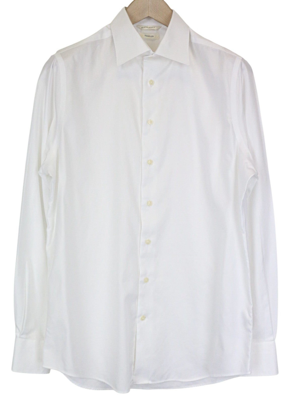 SUITSUPPLY Traveller Men's Shirt 39/15 1/2 Slim White Cotton Classic Twill