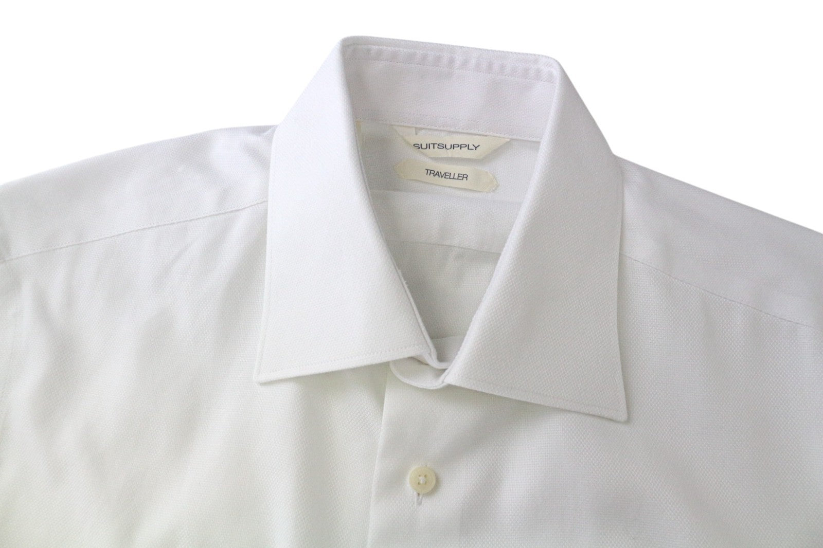 SUITSUPPLY Traveller Men's Shirt 39/15 1/2 Slim White Cotton Classic Twill