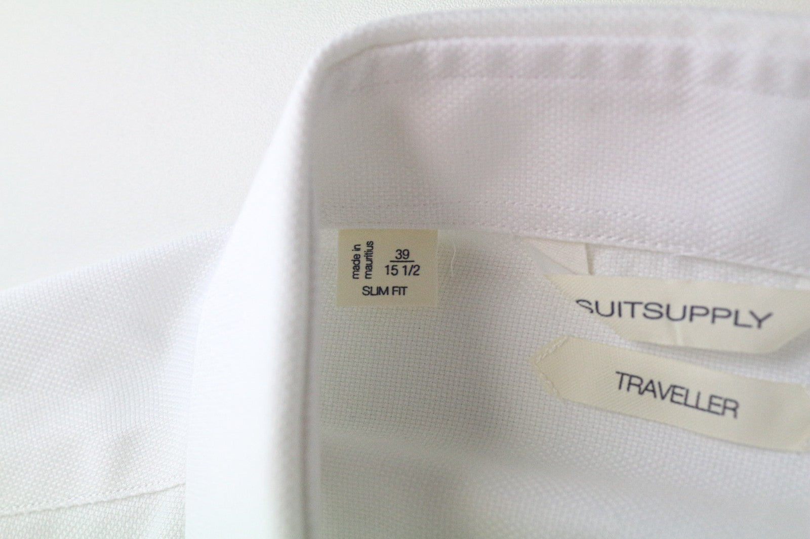 SUITSUPPLY Traveller Men's Shirt 39/15 1/2 Slim White Cotton Classic Twill