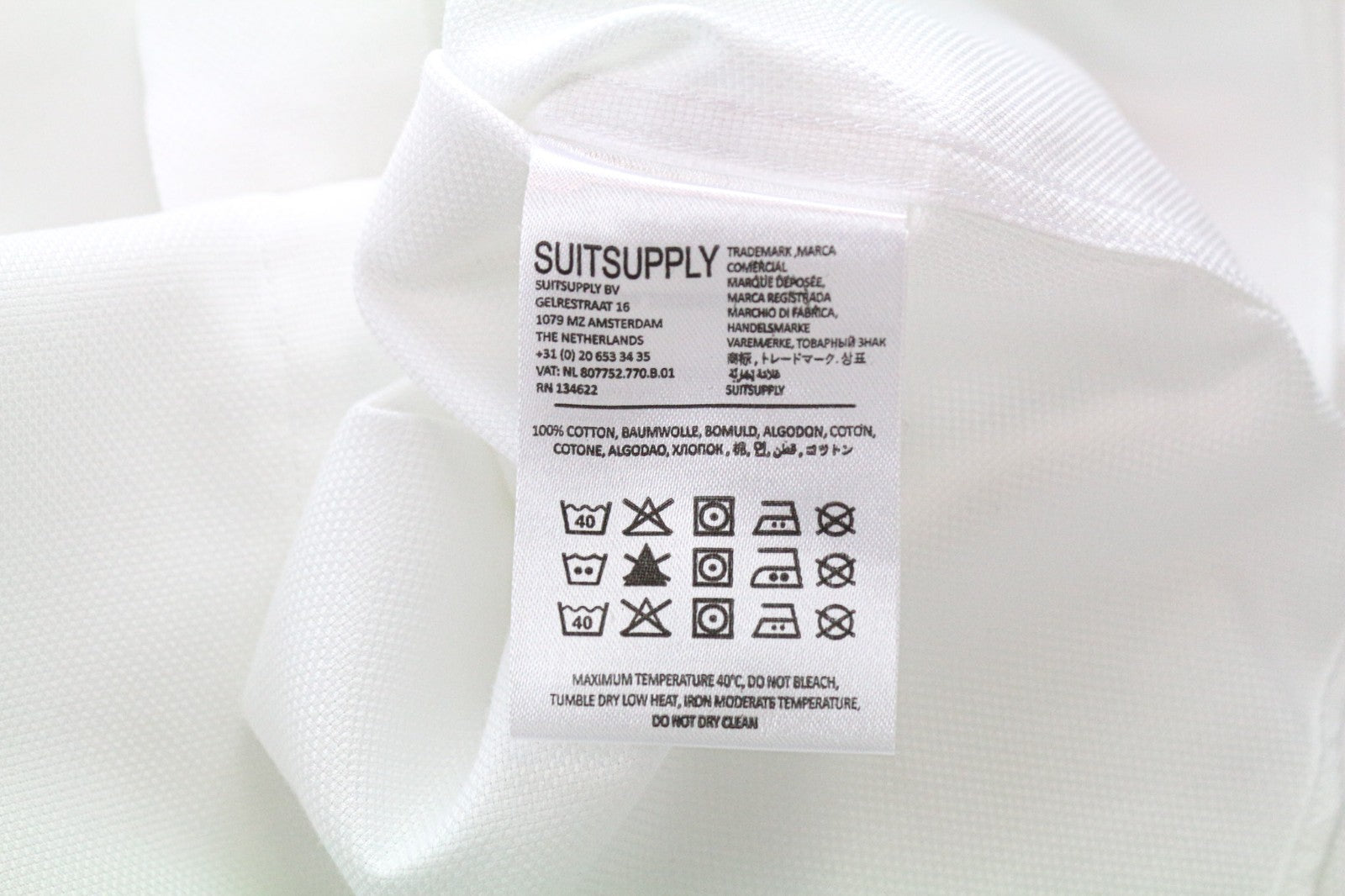 SUITSUPPLY Traveller Men's Shirt 39/15 1/2 Slim White Cotton Classic Twill