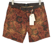 SCOTCH & SODA Men's Shorts W30 Brown Paisley Print Chino Zipper Casual