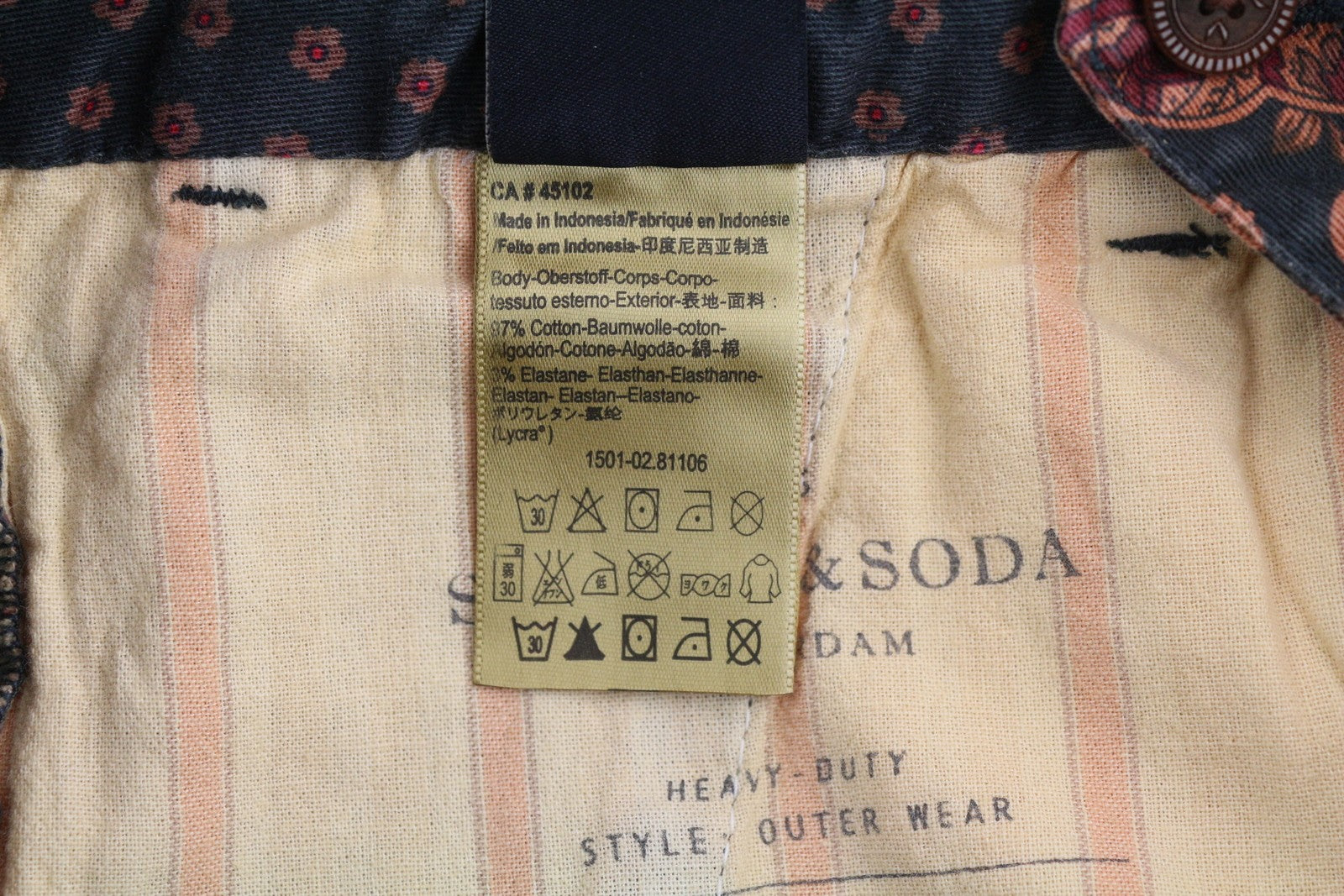 SCOTCH & SODA Men's Shorts W30 Brown Paisley Print Chino Zipper Casual