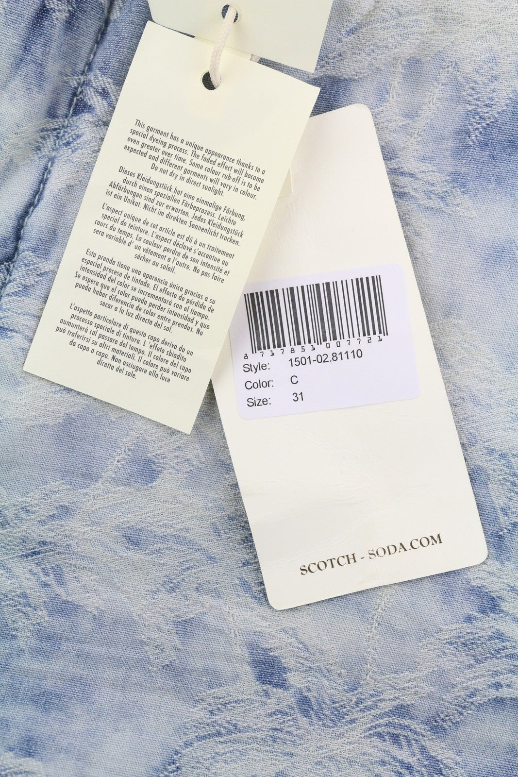 SCOTCH & SODA Men's Shorts W31 Blue Washed Chino Embroidered Logo Casual