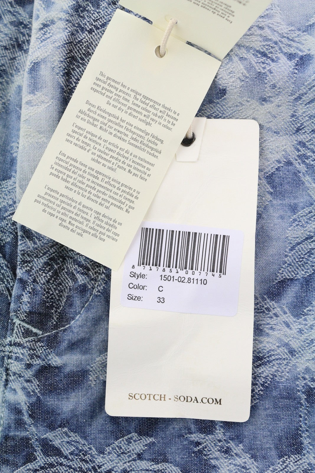 SCOTCH & SODA Men's Shorts W33 Blue Chino Embroidered Zip Fly Casual