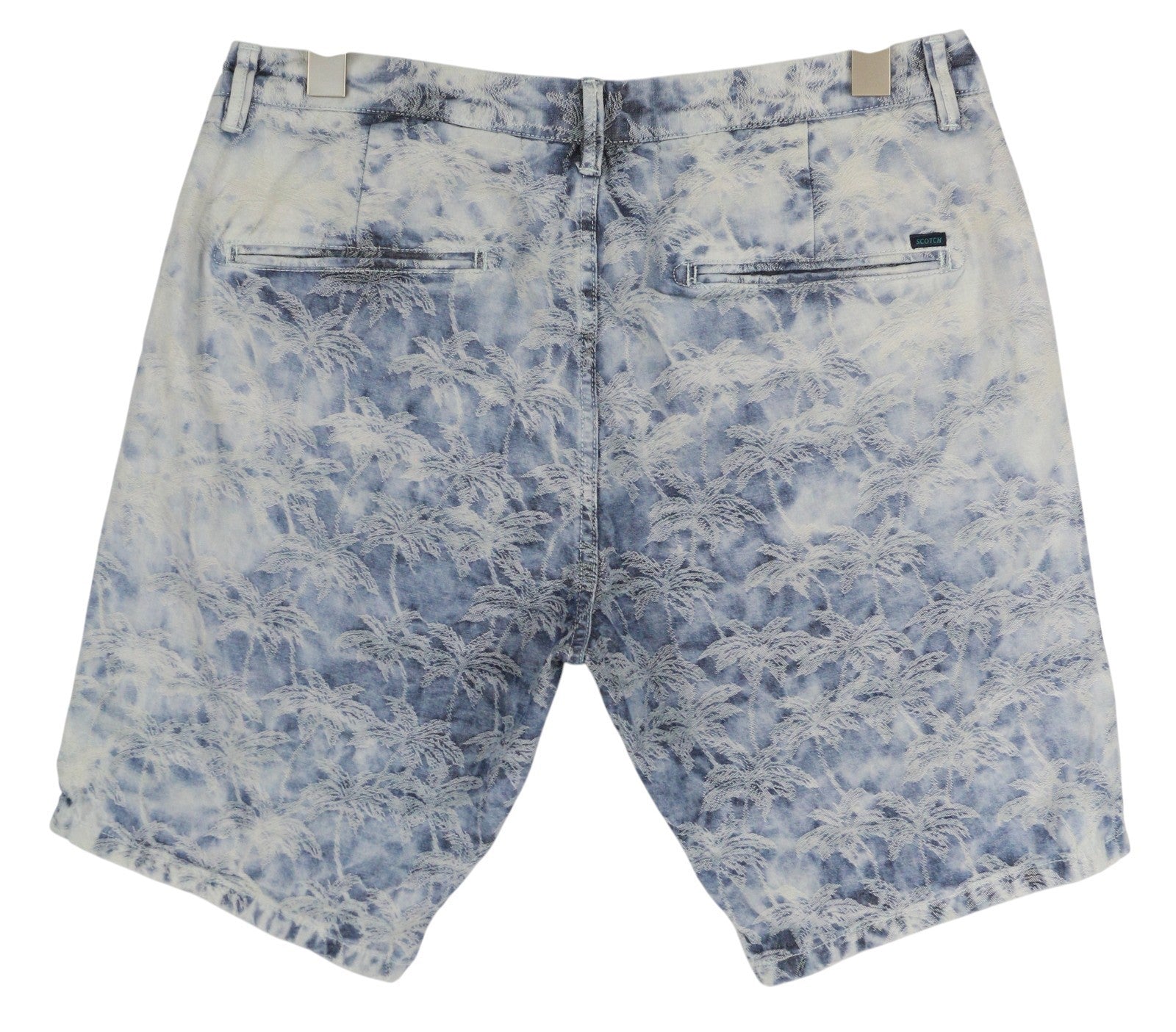SCOTCH & SODA Men's Shorts W32 Chino Blue Embroidered Zipper Casual