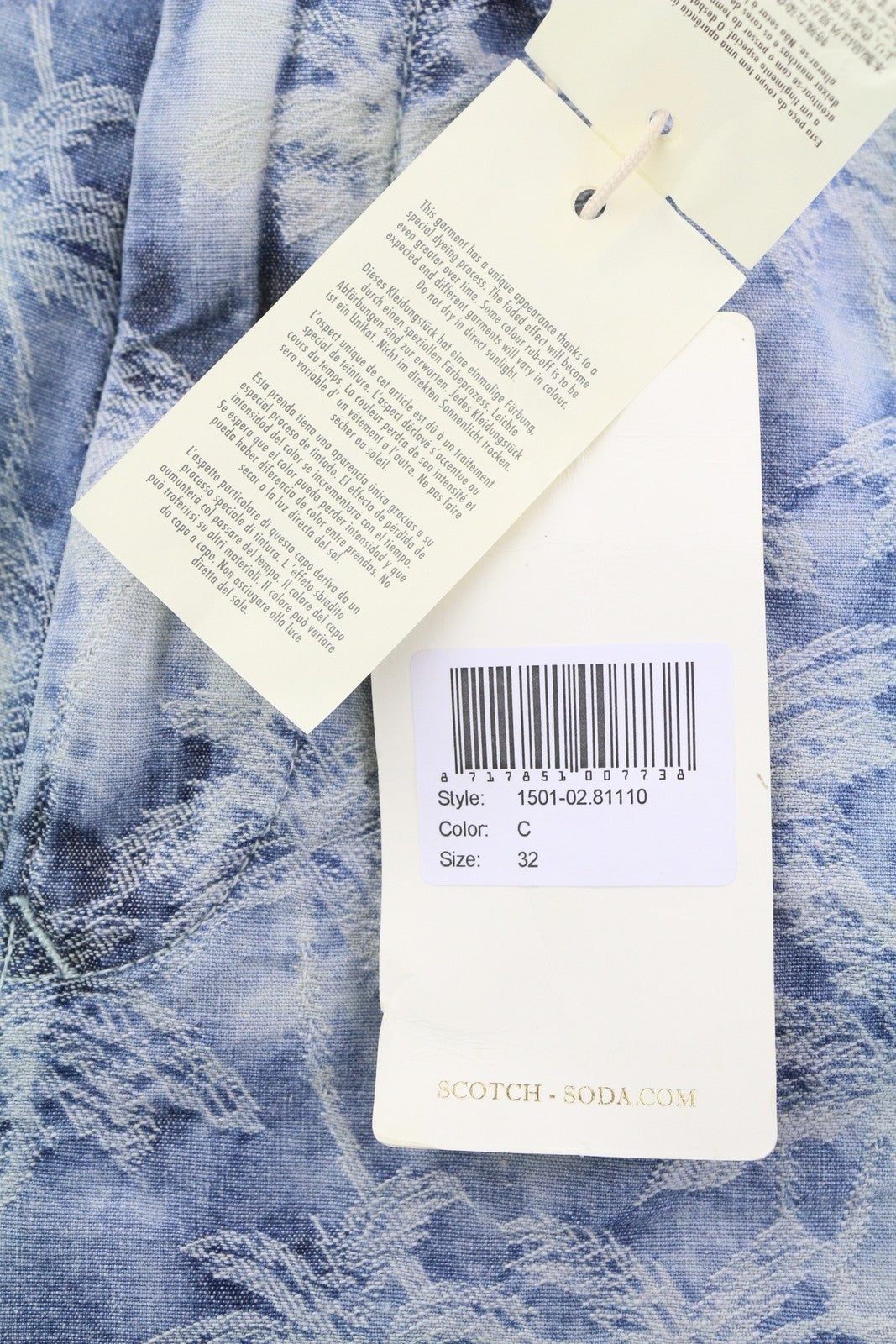 SCOTCH & SODA Men's Shorts W32 Chino Blue Embroidered Zipper Casual