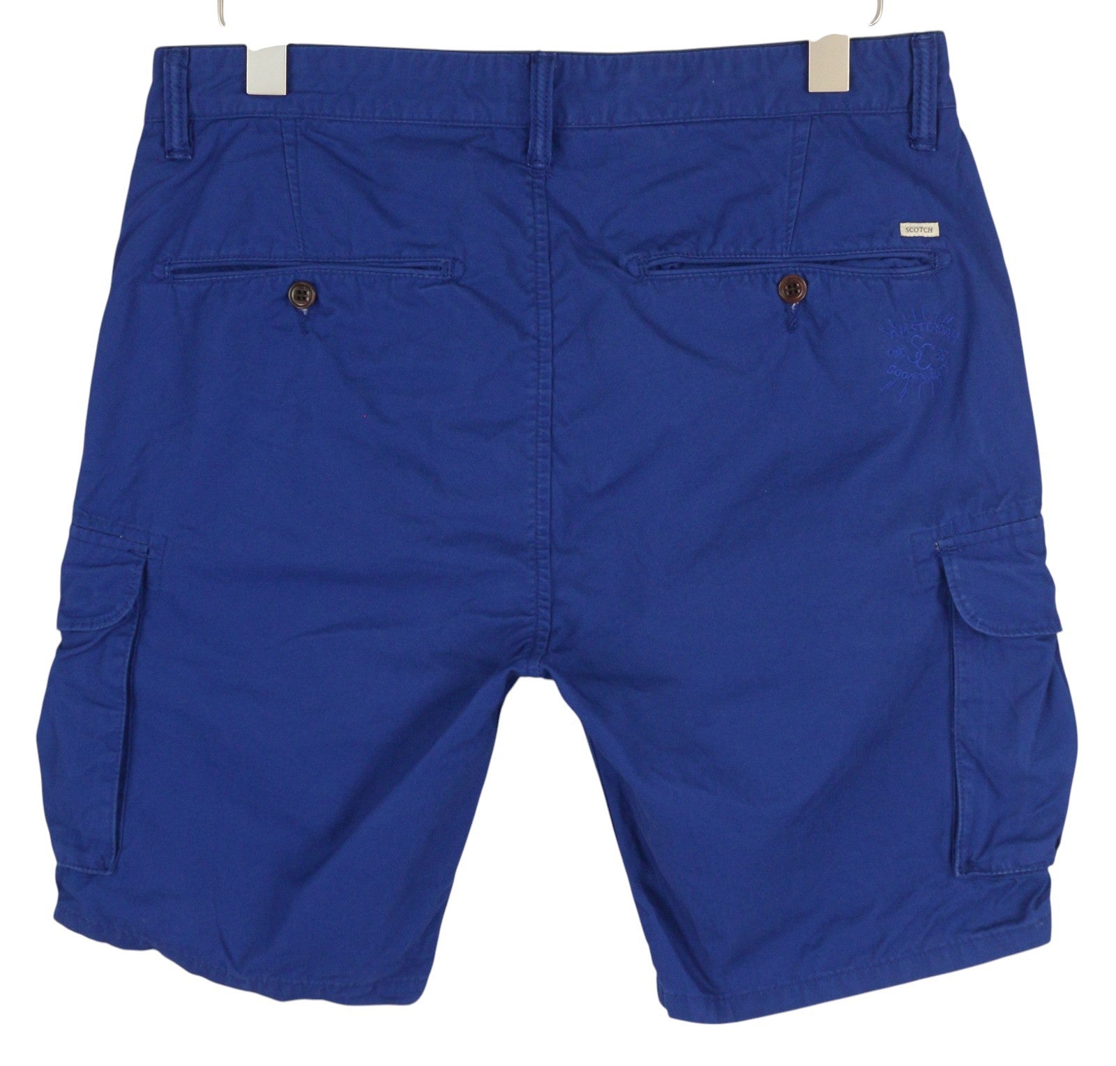 SCOTCH & SODA Men's Shorts W31 Blue Cargo Zip Fly Logo Pocket Casual