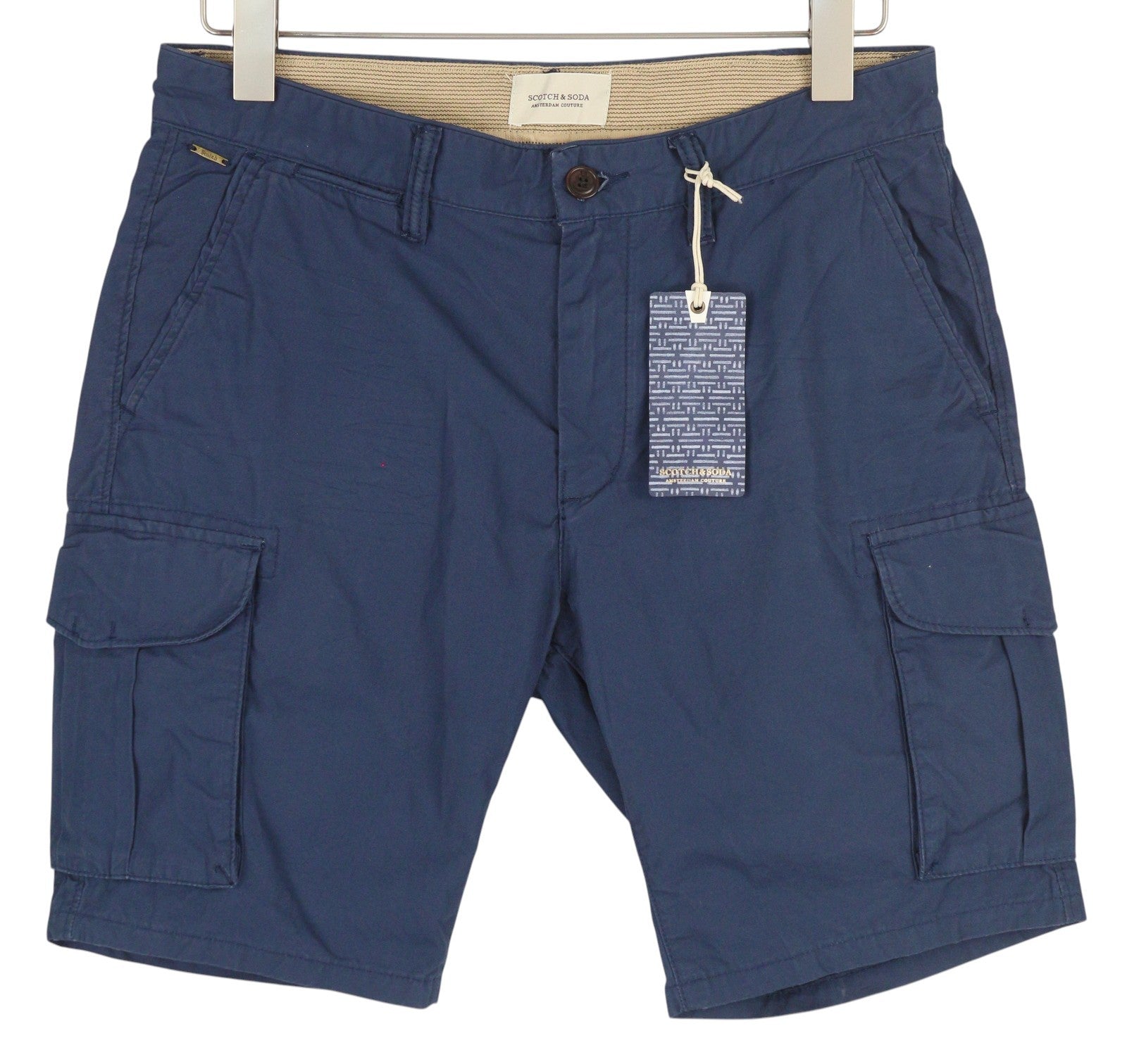 SCOTCH & SODA Men's W29 Blue Cargo Shorts Zip Fly Multi Pocket Logo Casual
