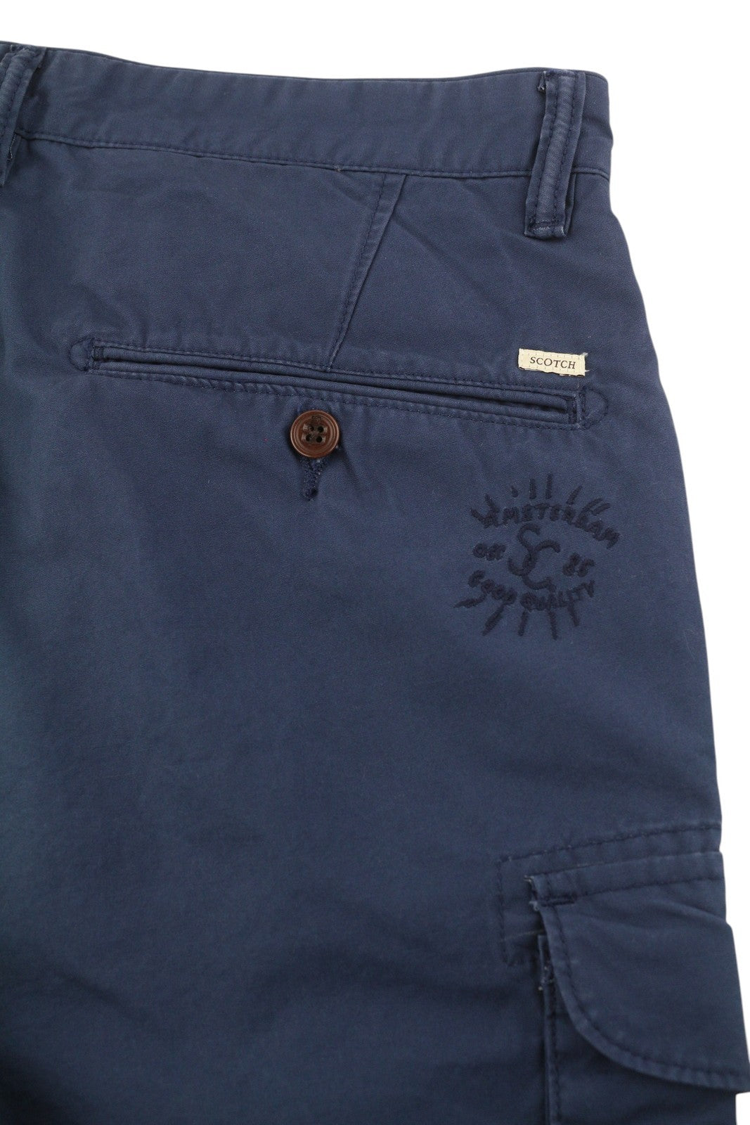 SCOTCH & SODA Men's W29 Blue Cargo Shorts Zip Fly Multi Pocket Logo Casual
