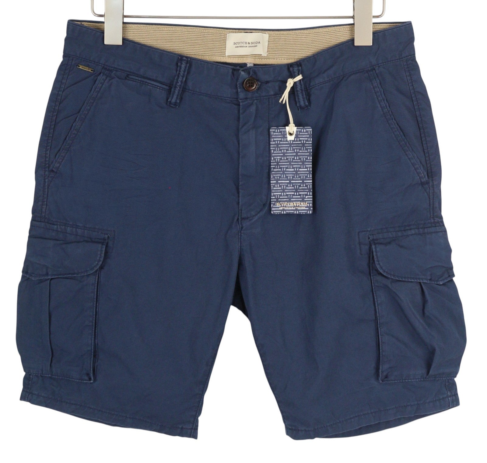 SCOTCH & SODA Men's W30 Blue Utility Cargo Shorts Zip Closure Pocketed Casual