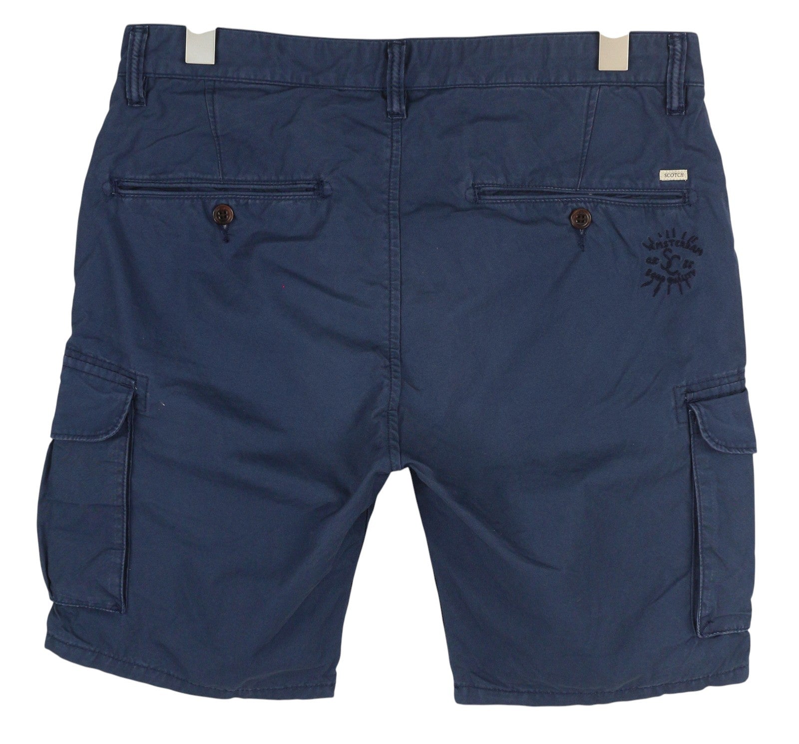 SCOTCH & SODA Men's W30 Dark Blue Cargo Shorts Zipper Fly Pocket Design Logo