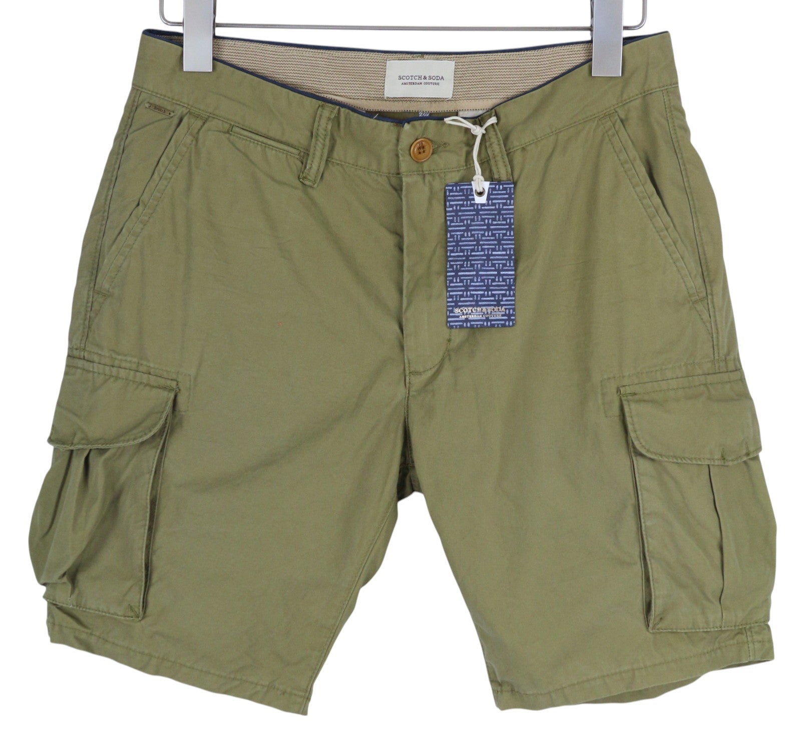 SCOTCH & SODA Men's W29 Khaki Green Cargo Shorts Zip Fly Pocket Detail Casual