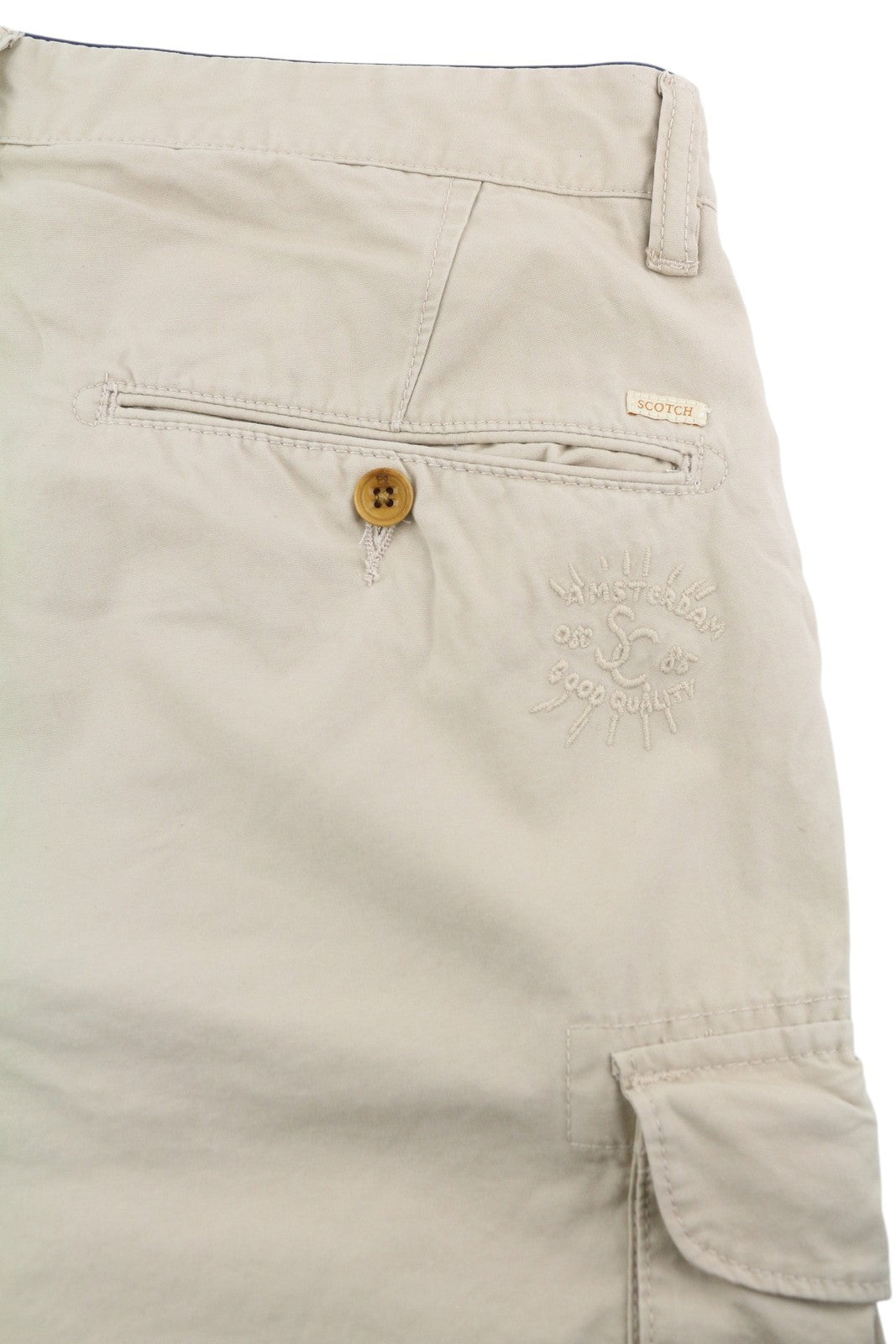 SCOTCH & SODA Men's W29 Beige Cargo Shorts Zipped Fly Logo Pocket Casual