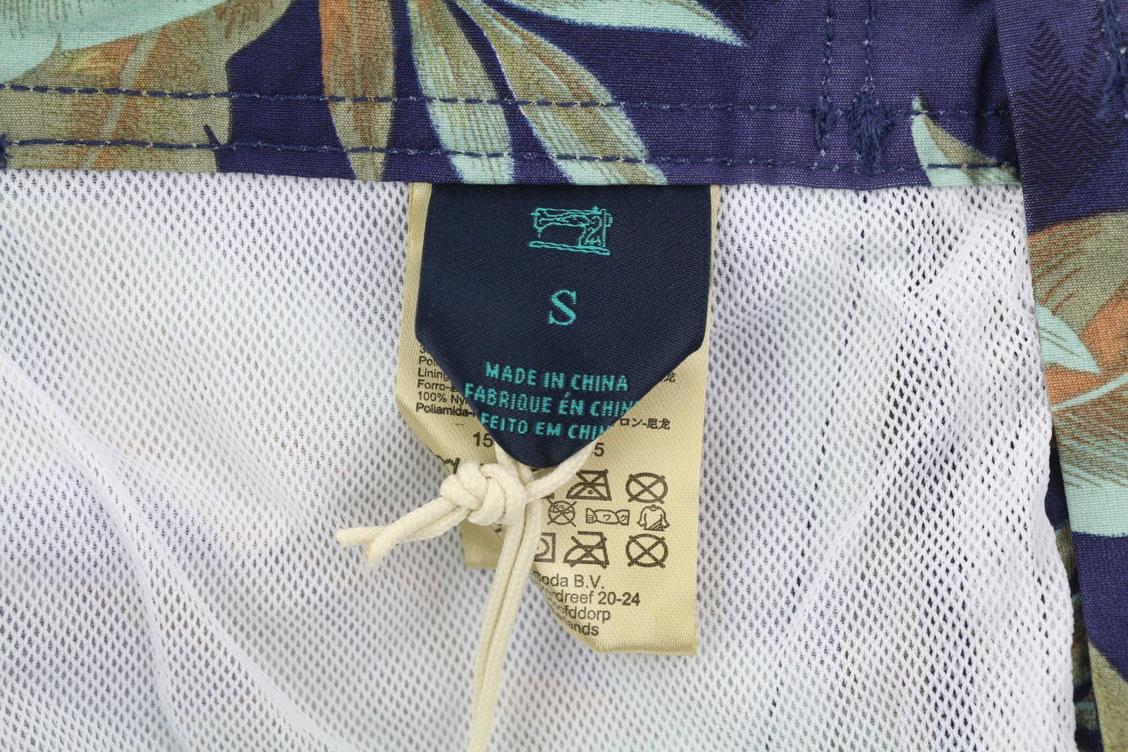 SCOTCH & SODA Men's Swimwear S Blue Leaf Pattern Mesh Inner Drawstring Waist
