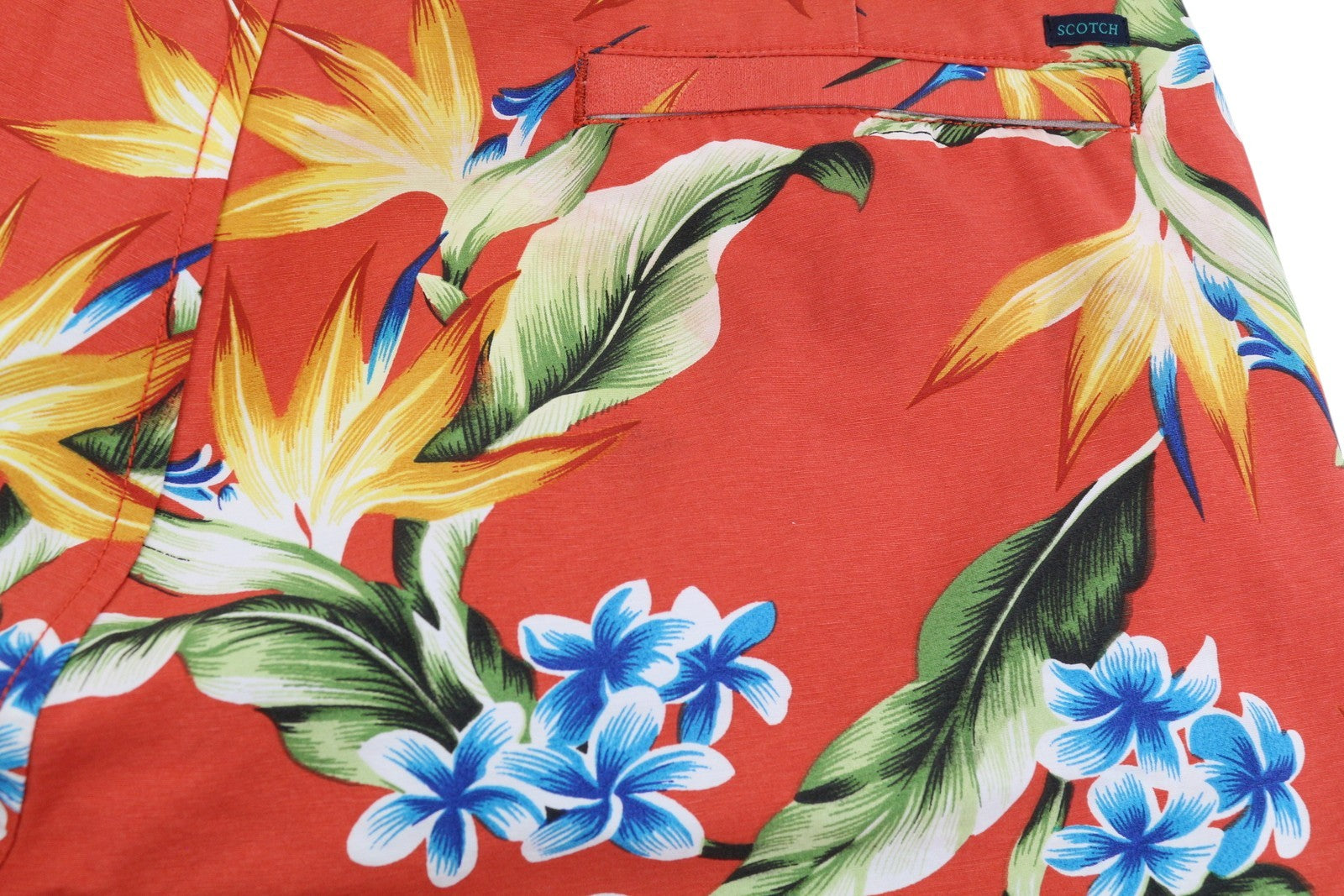 SCOTCH & SODA Men's Swimwear S Red Floral Pattern Mesh Inner Waist Tie