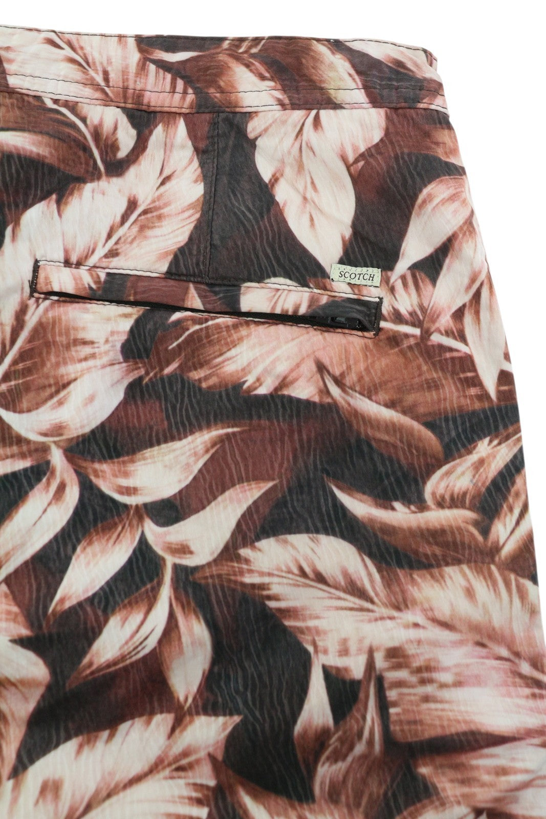 SCOTCH & SODA Men's Swim Shorts M Purple Leaf Print Zip Fly Drawstring Waist