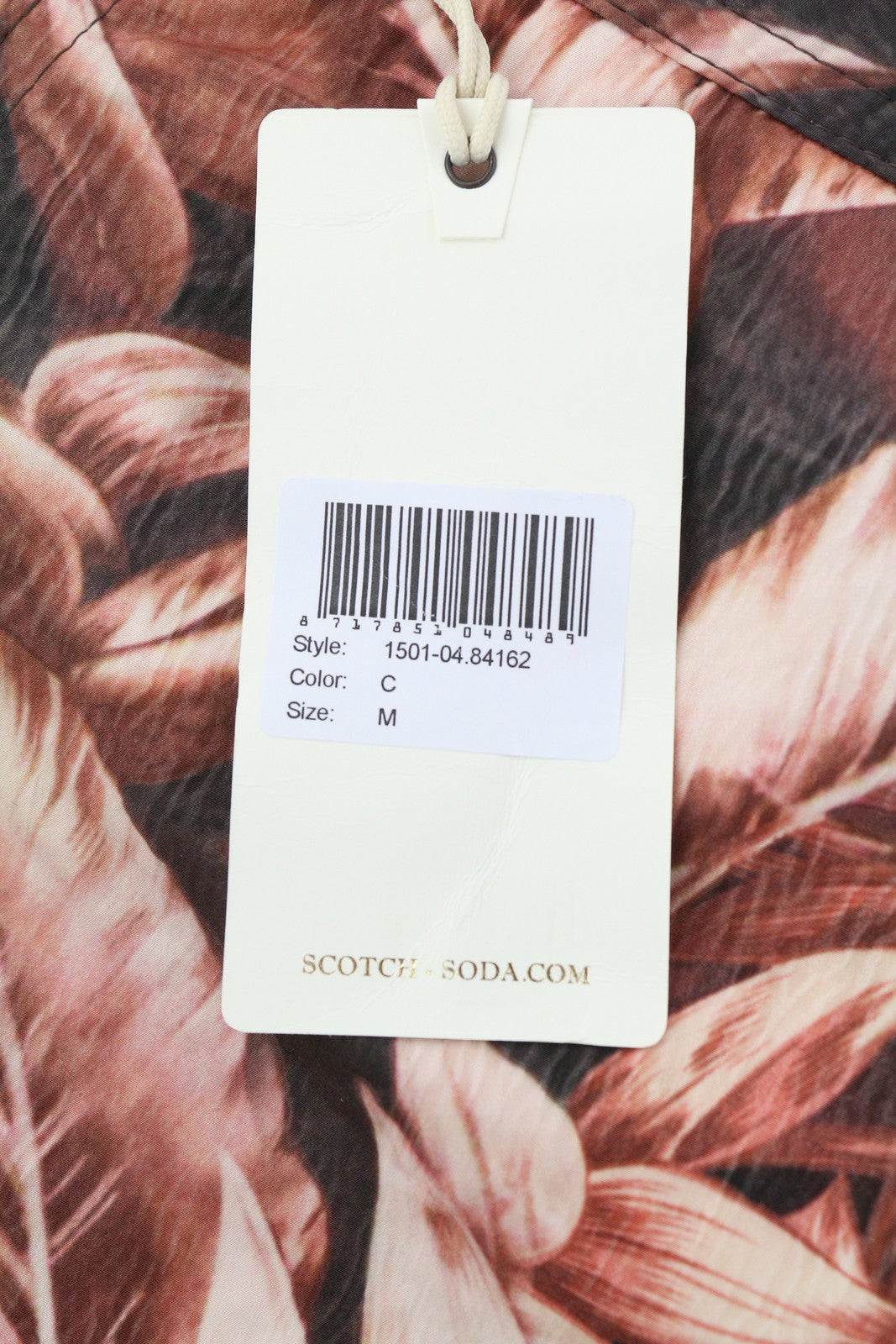 SCOTCH & SODA Men's Swim Shorts M Purple Leaf Print Zip Fly Drawstring Waist