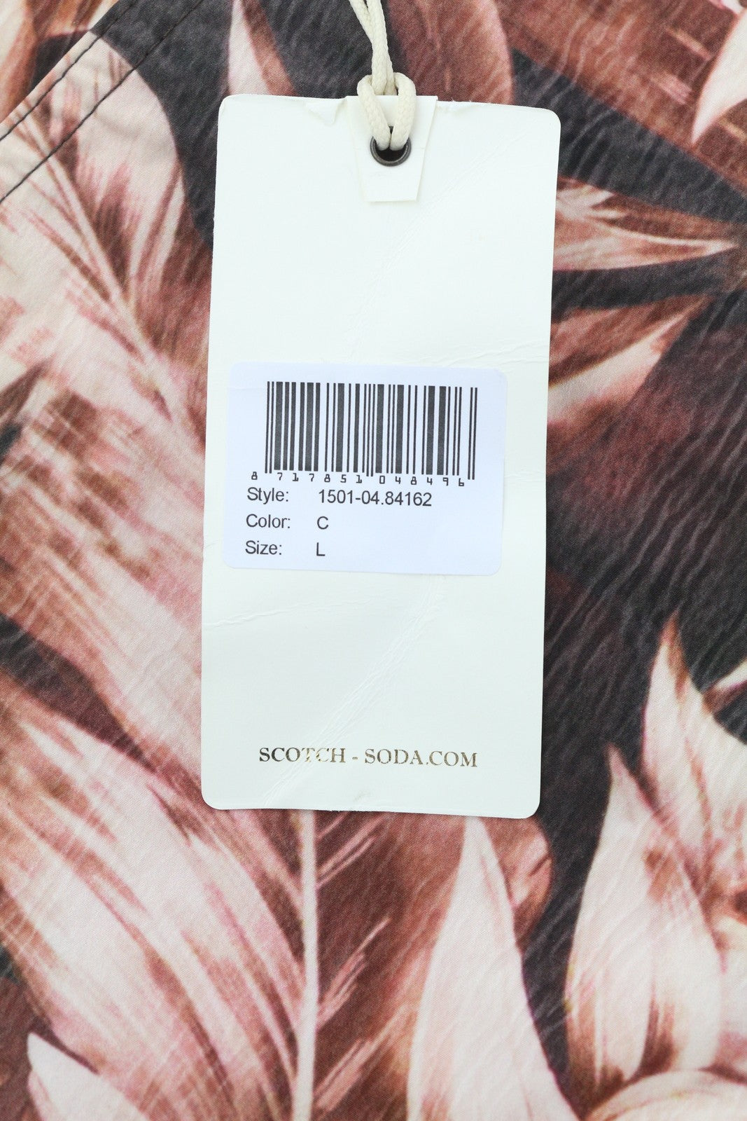 SCOTCH & SODA Men's Swim Shorts L Purple Leaf Print Zip Fly Drawstring