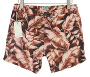 SCOTCH & SODA Men's Swimwear M Purple Leaf Pattern Zip Logo Waist Tie