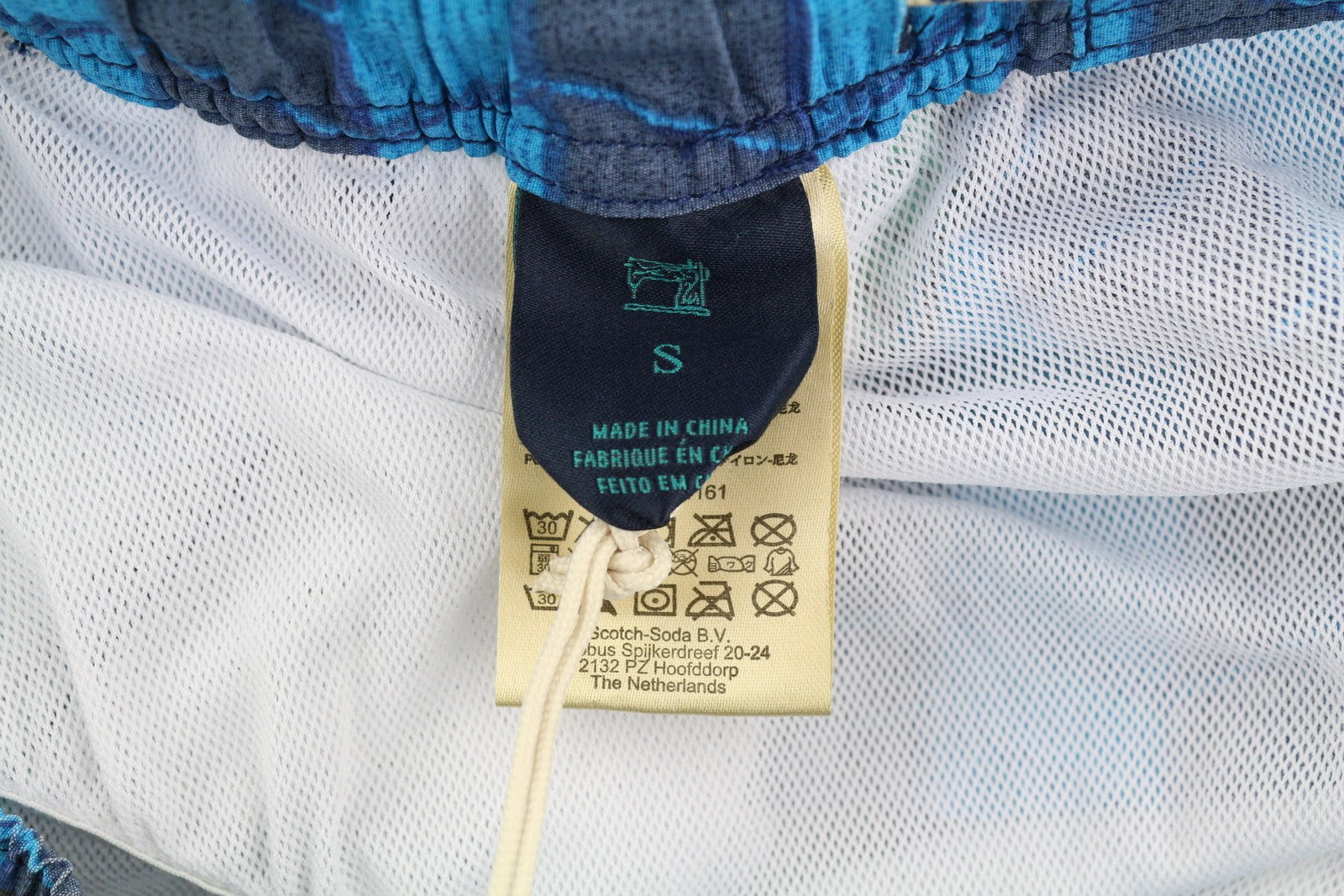 SCOTCH & SODA Men's Swim Shorts S Blue Conch Print Mesh Lined Elastic Logo