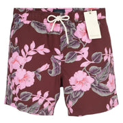 SCOTCH & SODA Men's Swimwear S Burgundy Floral Mesh Lined Elastic Waist