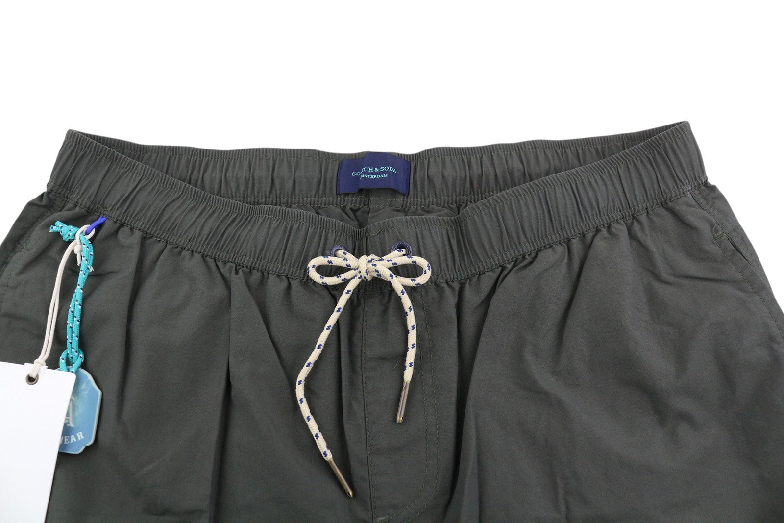 SCOTCH & SODA Men's Swim Shorts W30 Dark Khaki Elastic Waist Mesh Beachwear