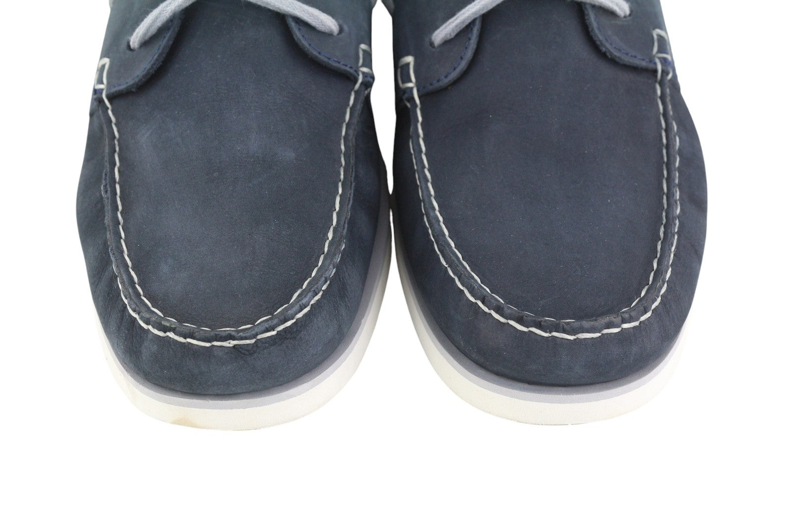 TIMBERLAND A416H Men's EU47.5 Blue Leather Slip On Laced Loafers TrueCloud