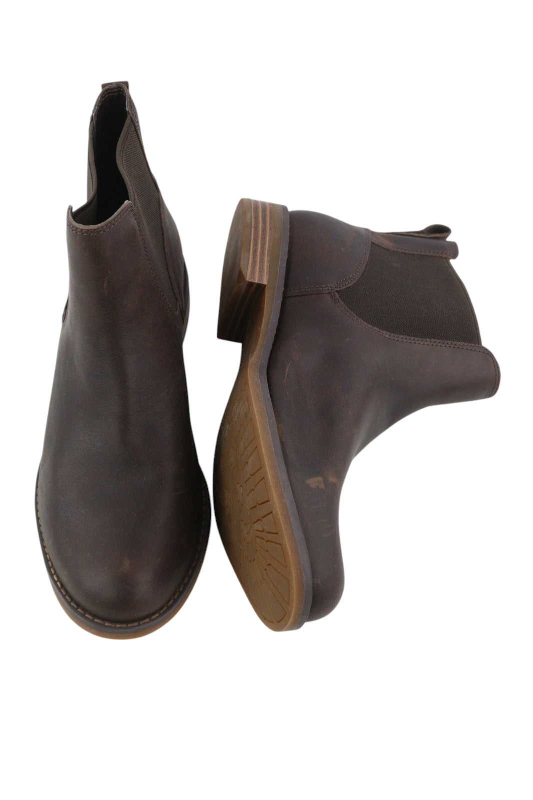 TIMBERLAND A1KHW Women EU38/38.5 Dark Brown Leather Ankle Boots Almond Toe